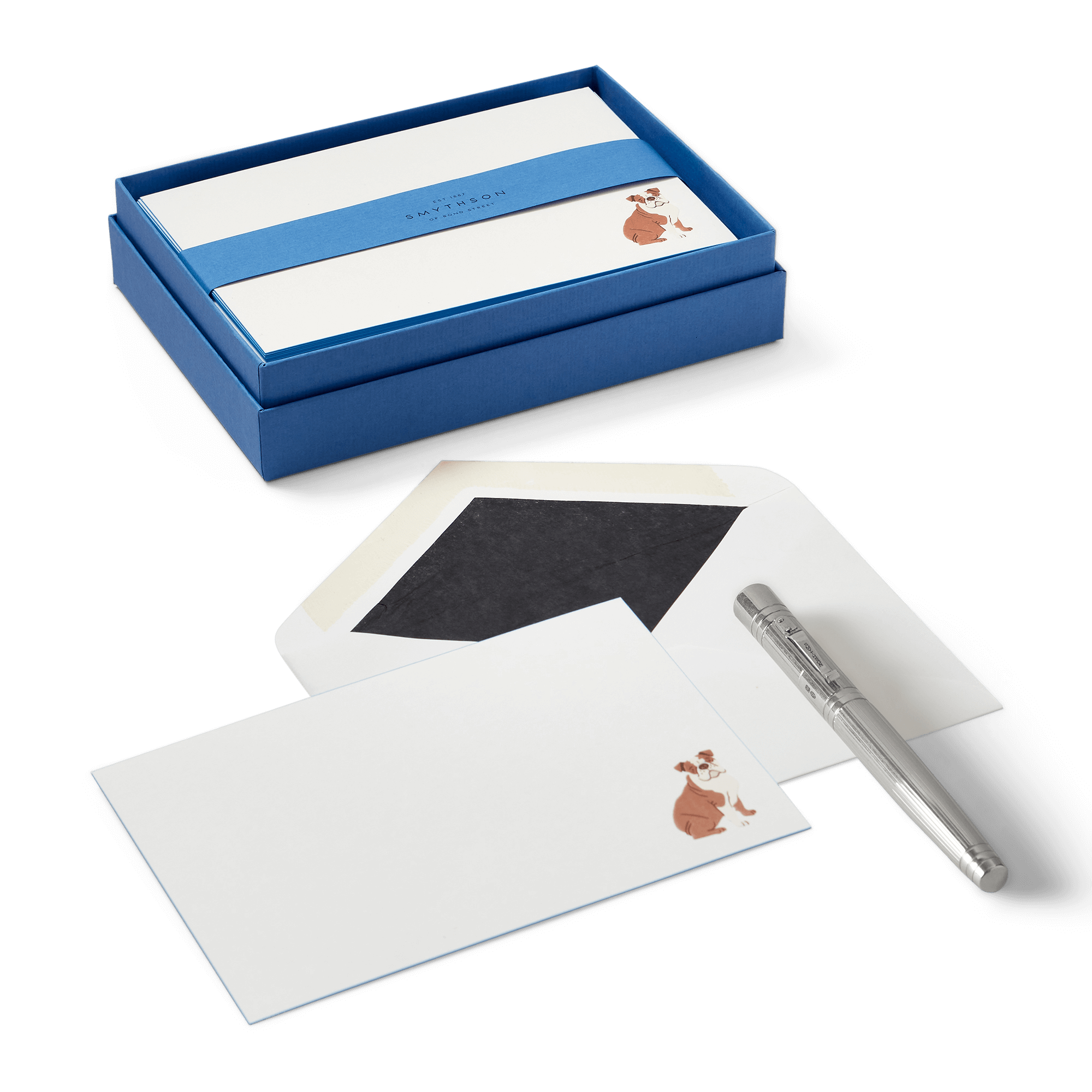 Bulldog Motif Correspondence Cards - White