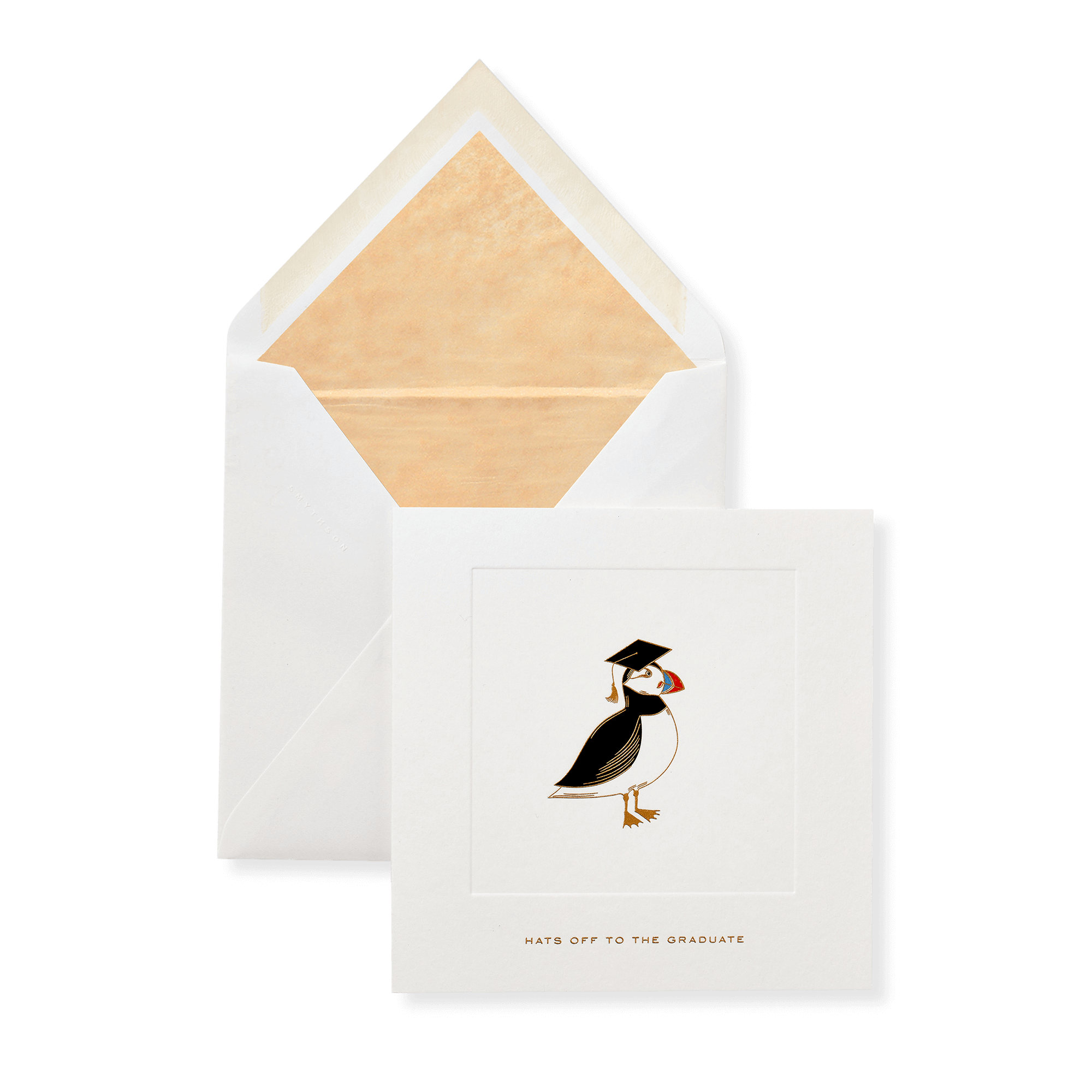 Graduation Puffin Card - White
