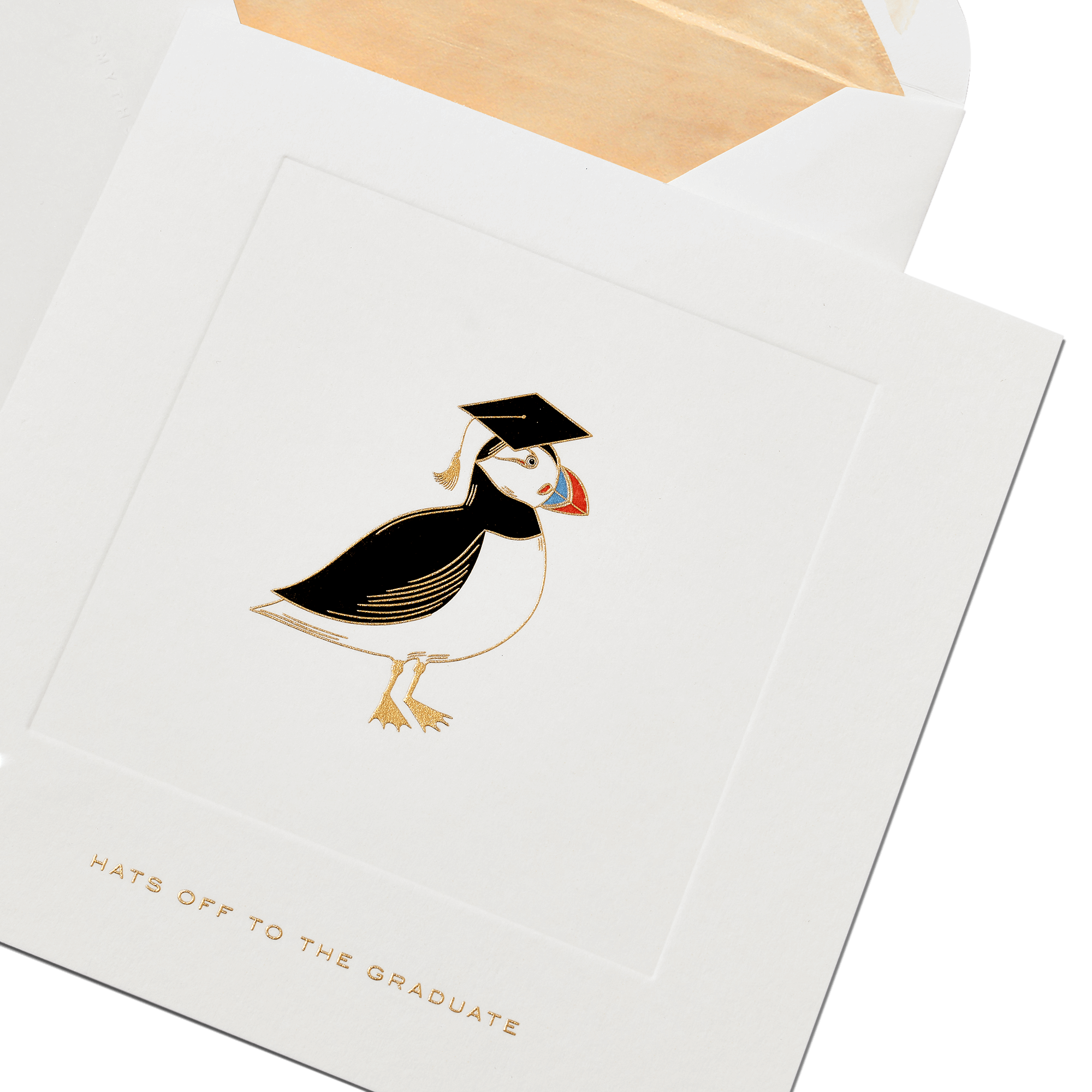 Graduation Puffin Card - White