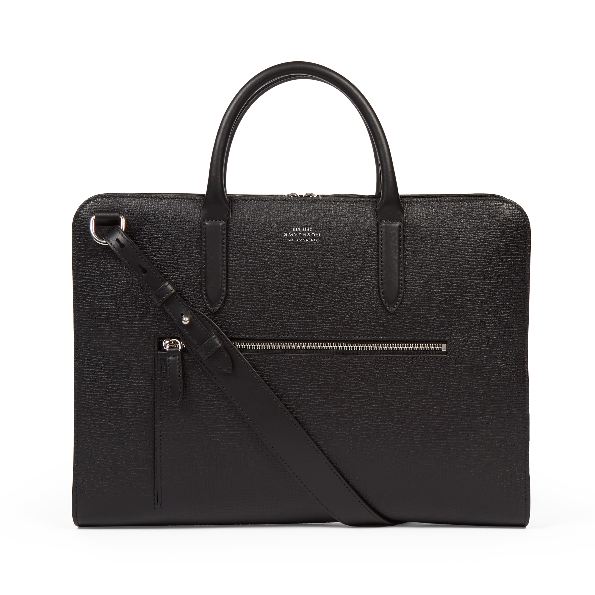 Ultra Slim Briefcase with Zip Front in Ludlow - Black