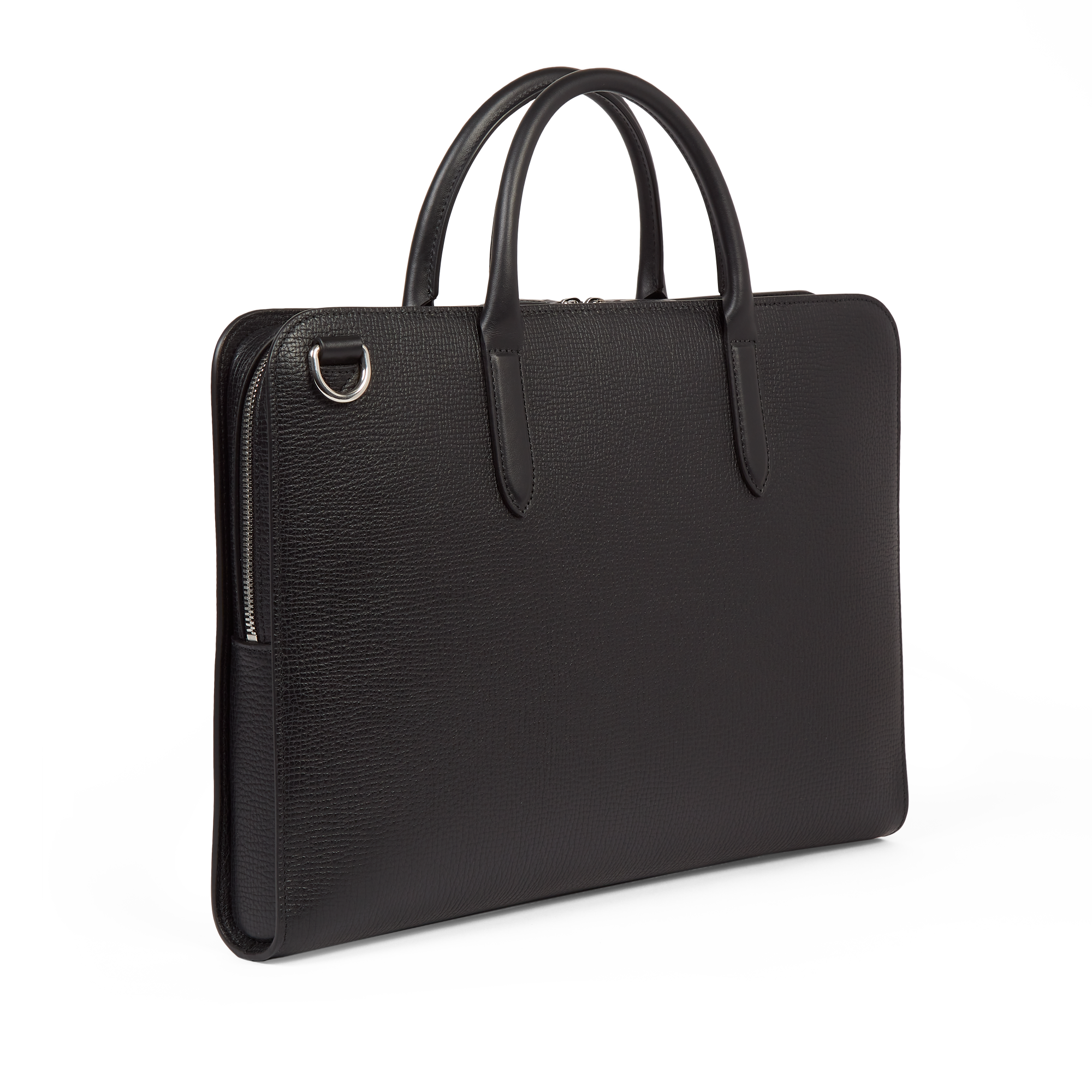 Ultra Slim Briefcase with Zip Front in Ludlow - Black