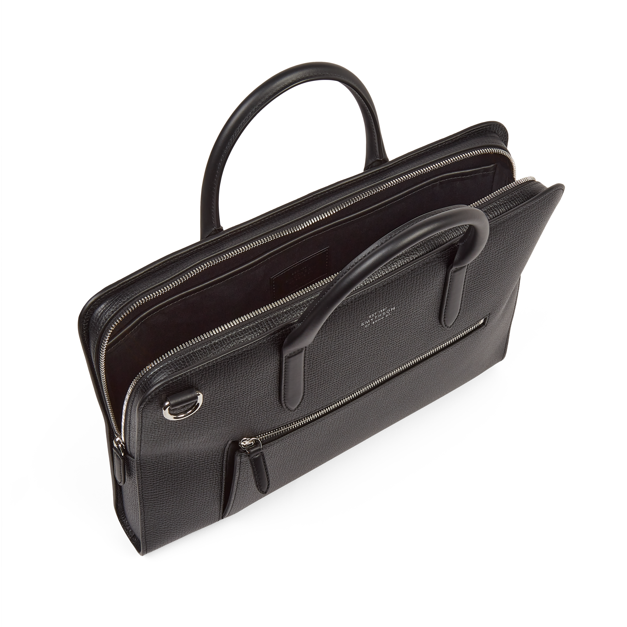Ultra Slim Briefcase with Zip Front in Ludlow - Black