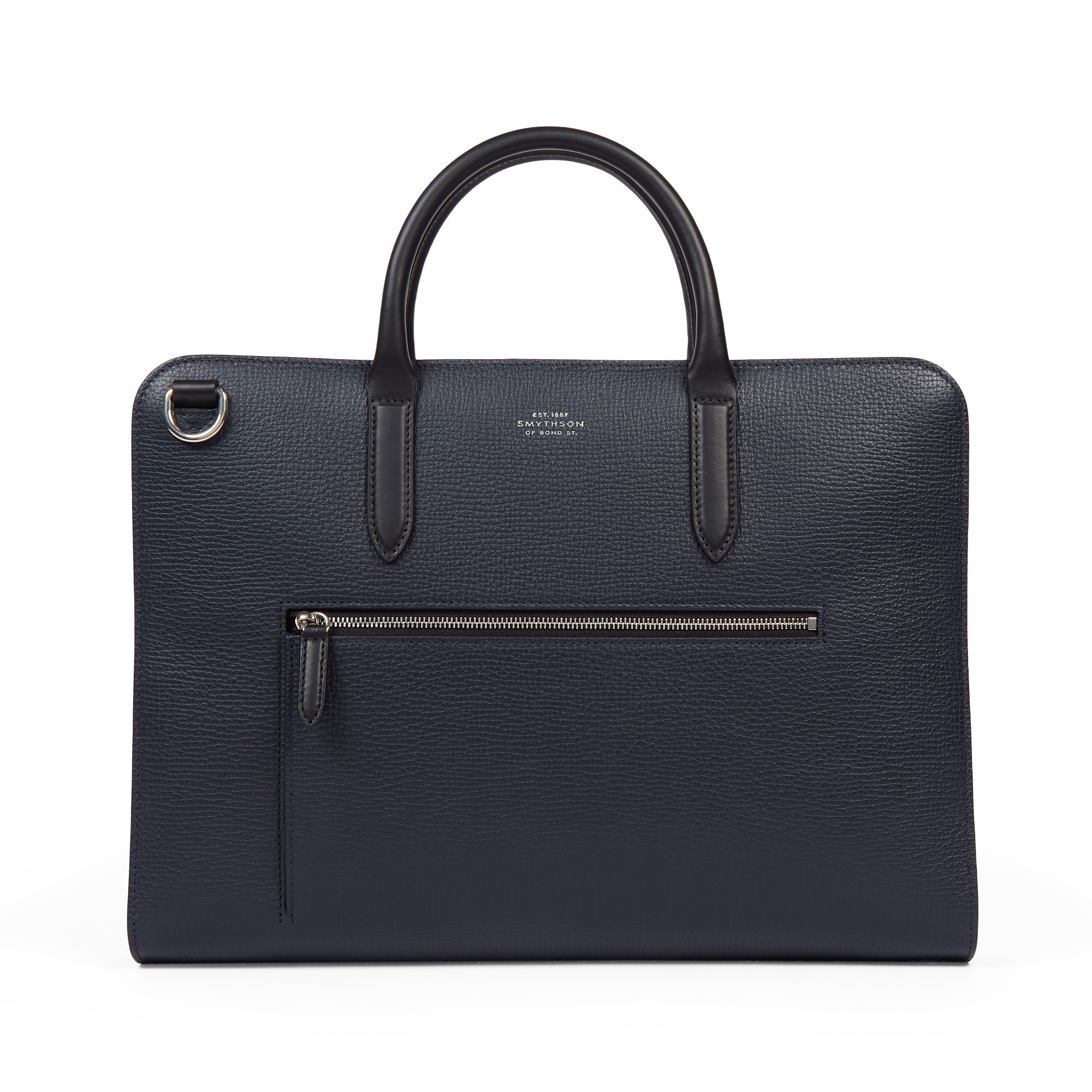 Ultra Slim Briefcase with Zip Front in Ludlow - Navy