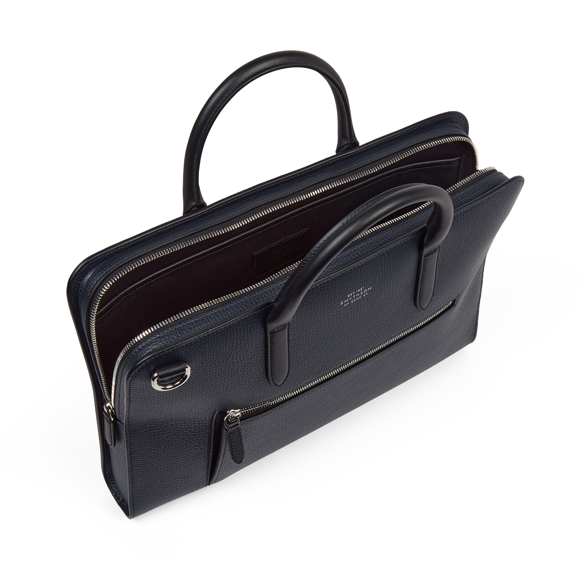Ultra Slim Briefcase with Zip Front in Ludlow - Navy