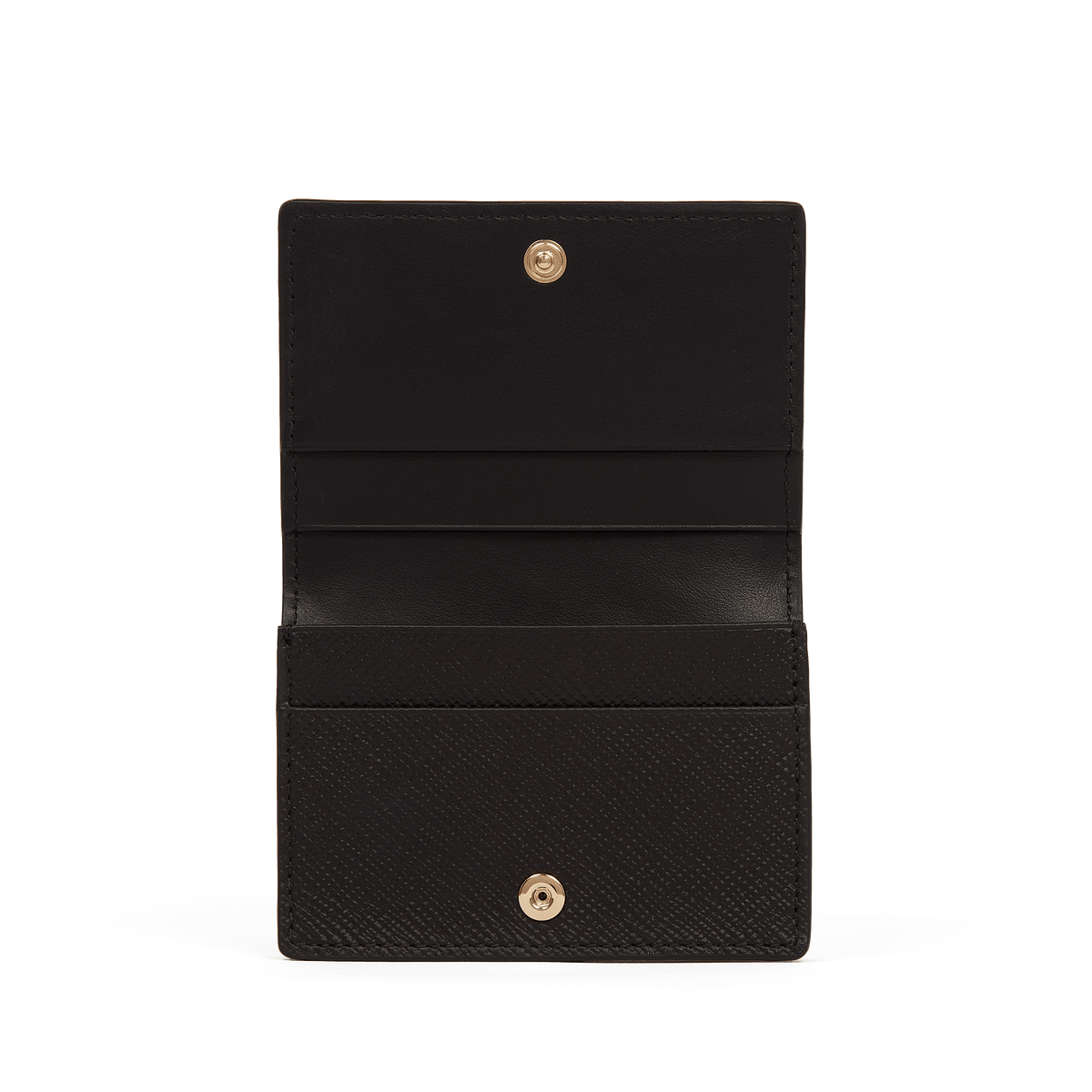 Folded Card Case with Snap Closure in Panama in Black | Smythson Folded Card Case with Snap Closure in Panama in Black | Smythson