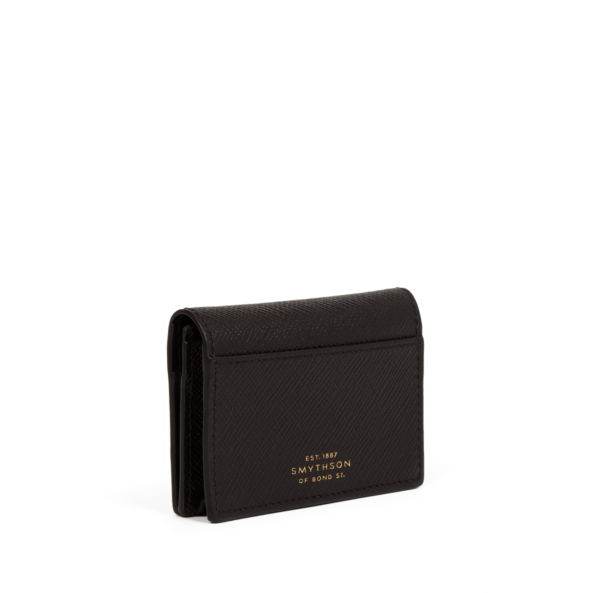 Folded Card Case with Snap Closure in Panama in Black | Smythson Folded Card Case with Snap Closure in Panama in Black | Smythson