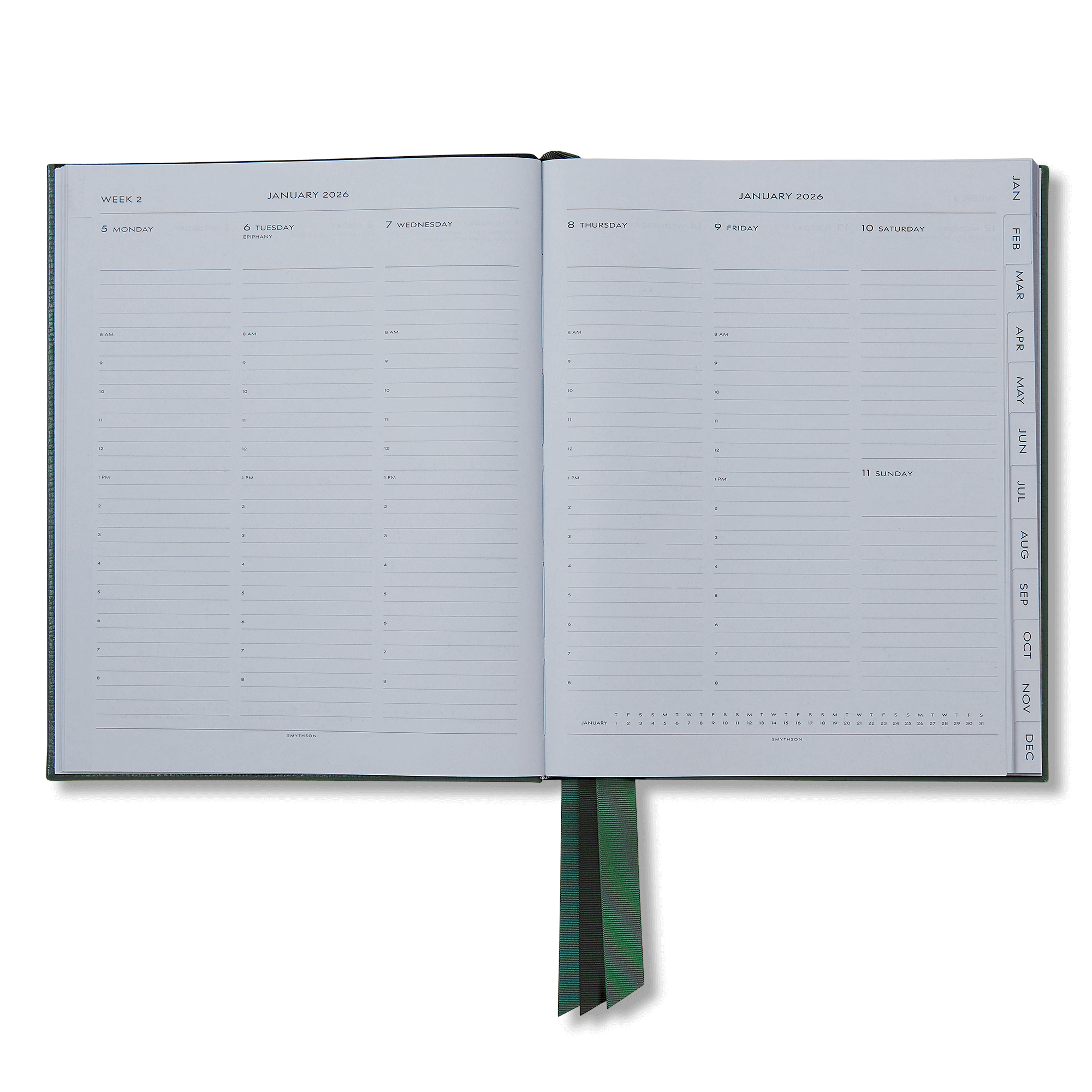 2026 Portobello Weekly Vertical Diary in Ludlow - Bottle Green