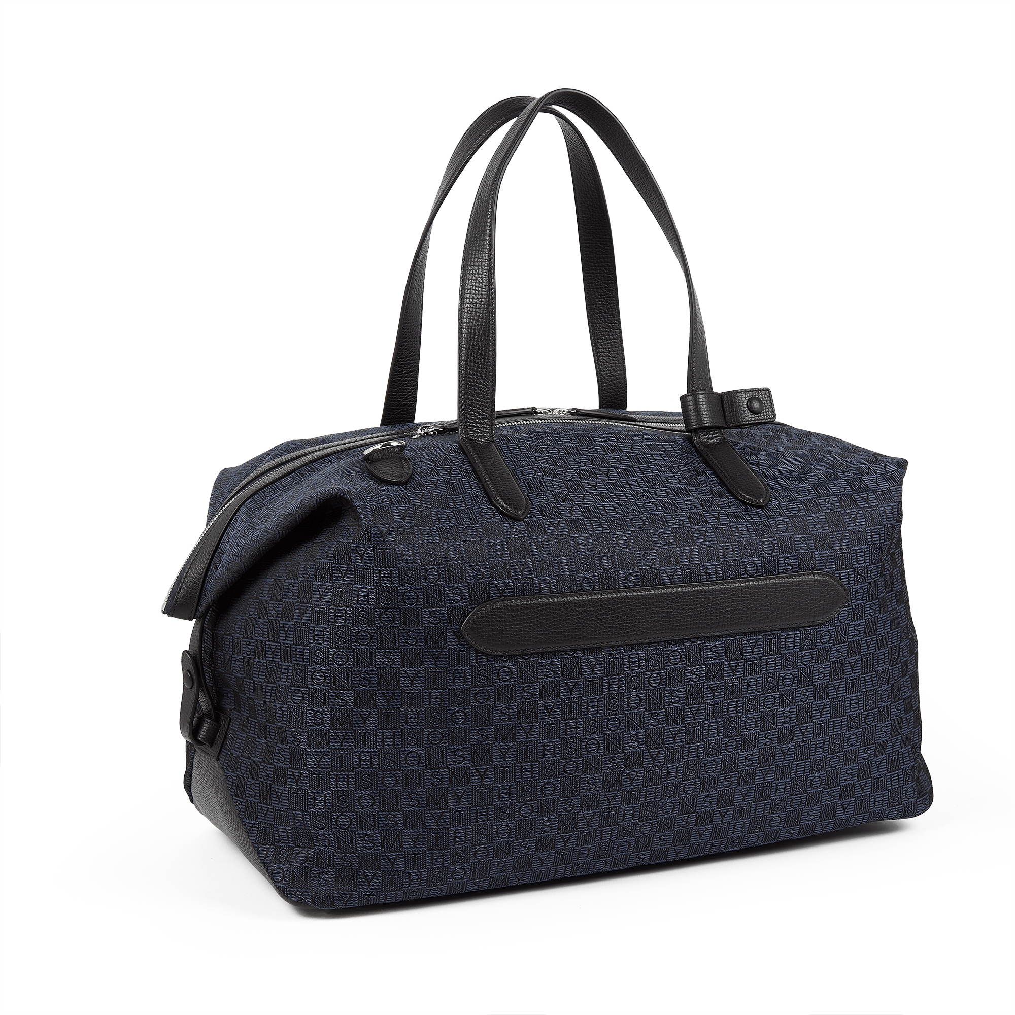 Travel Bag in Stamp Canvas - Navy Stamp
