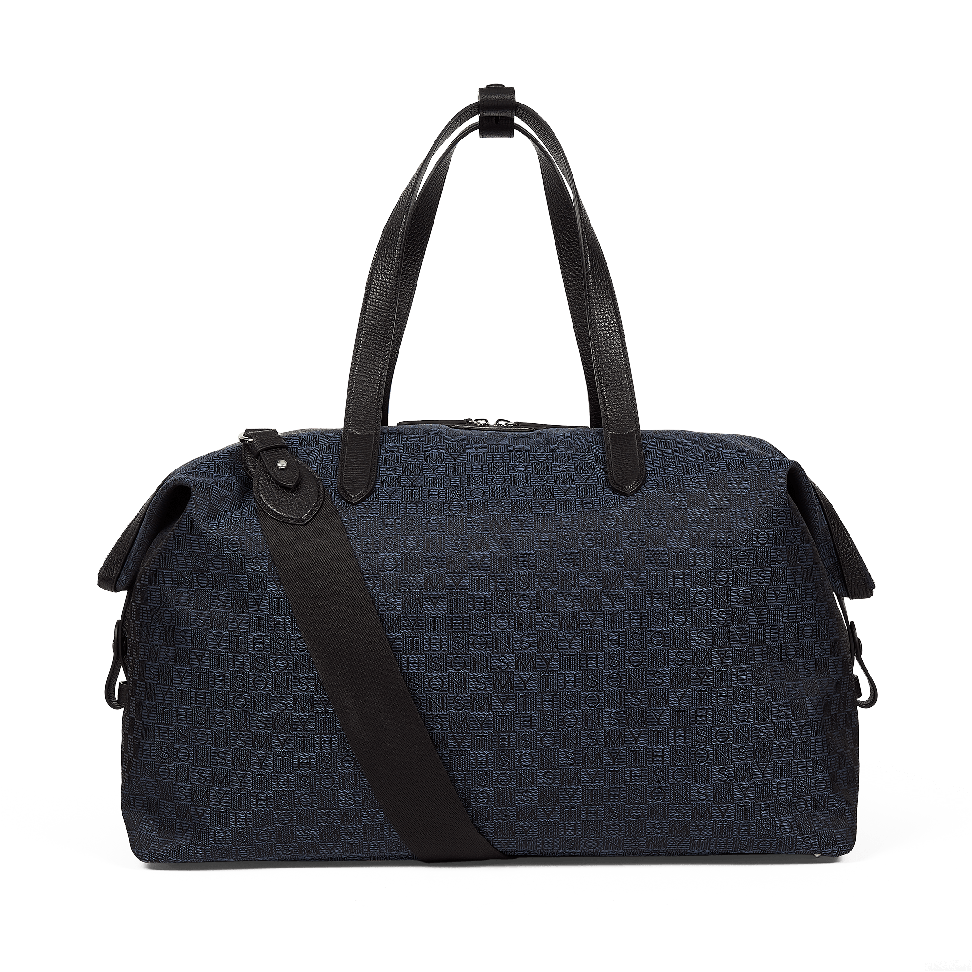 Travel Bag in Stamp Canvas - Navy Stamp