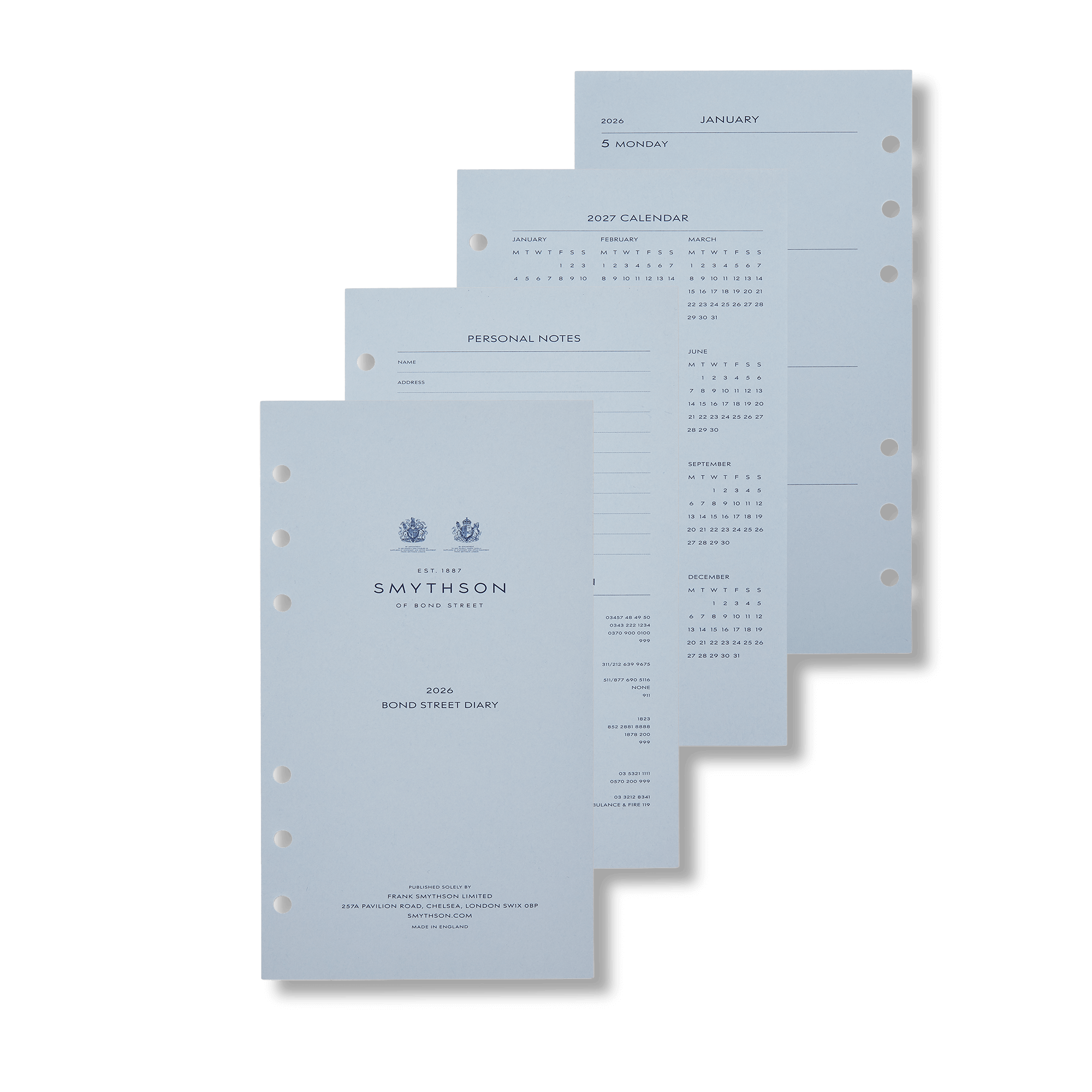 2026 Bond Weekly Diary Refill