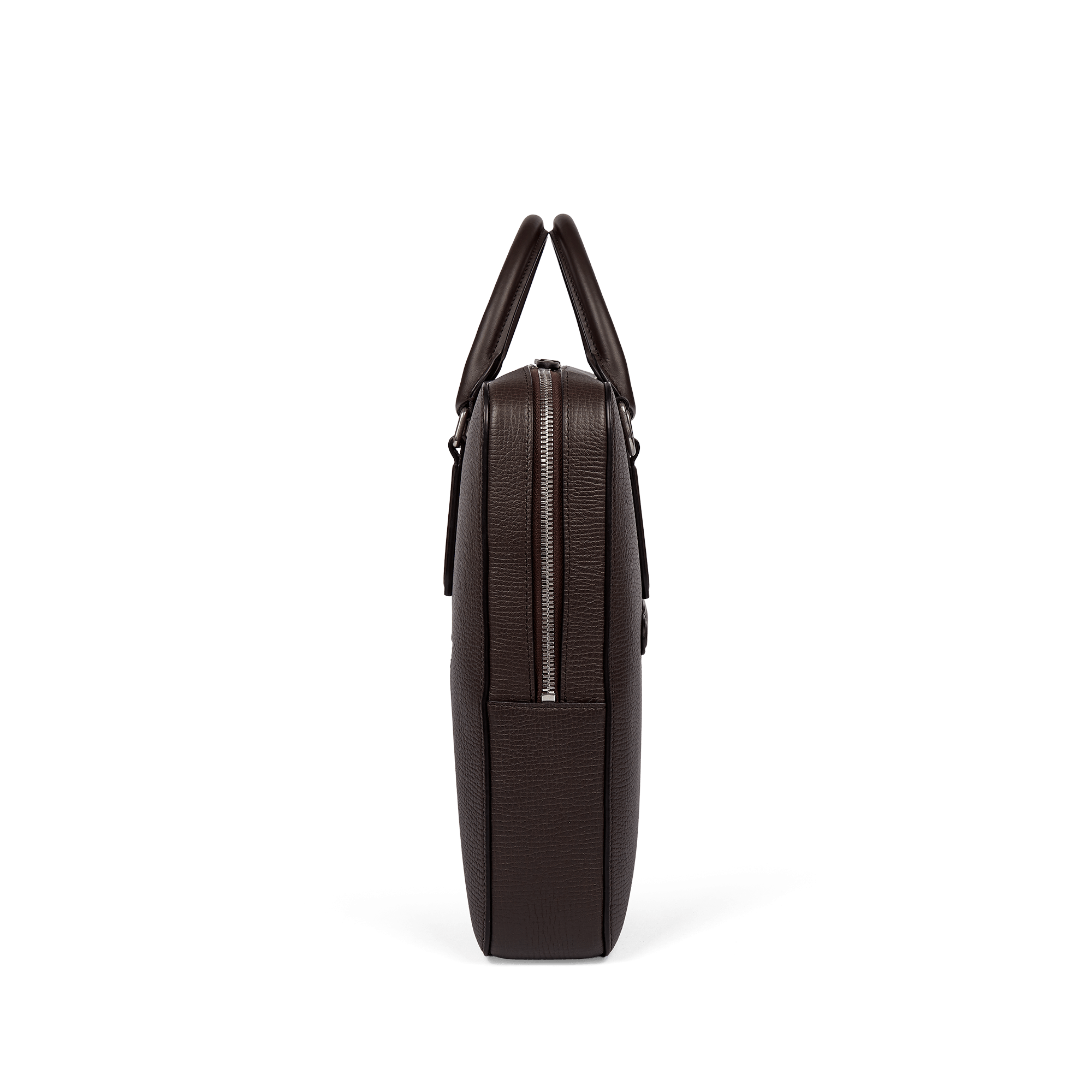 Slim Briefcase with Zip Front in Ludlow - Dark Brown