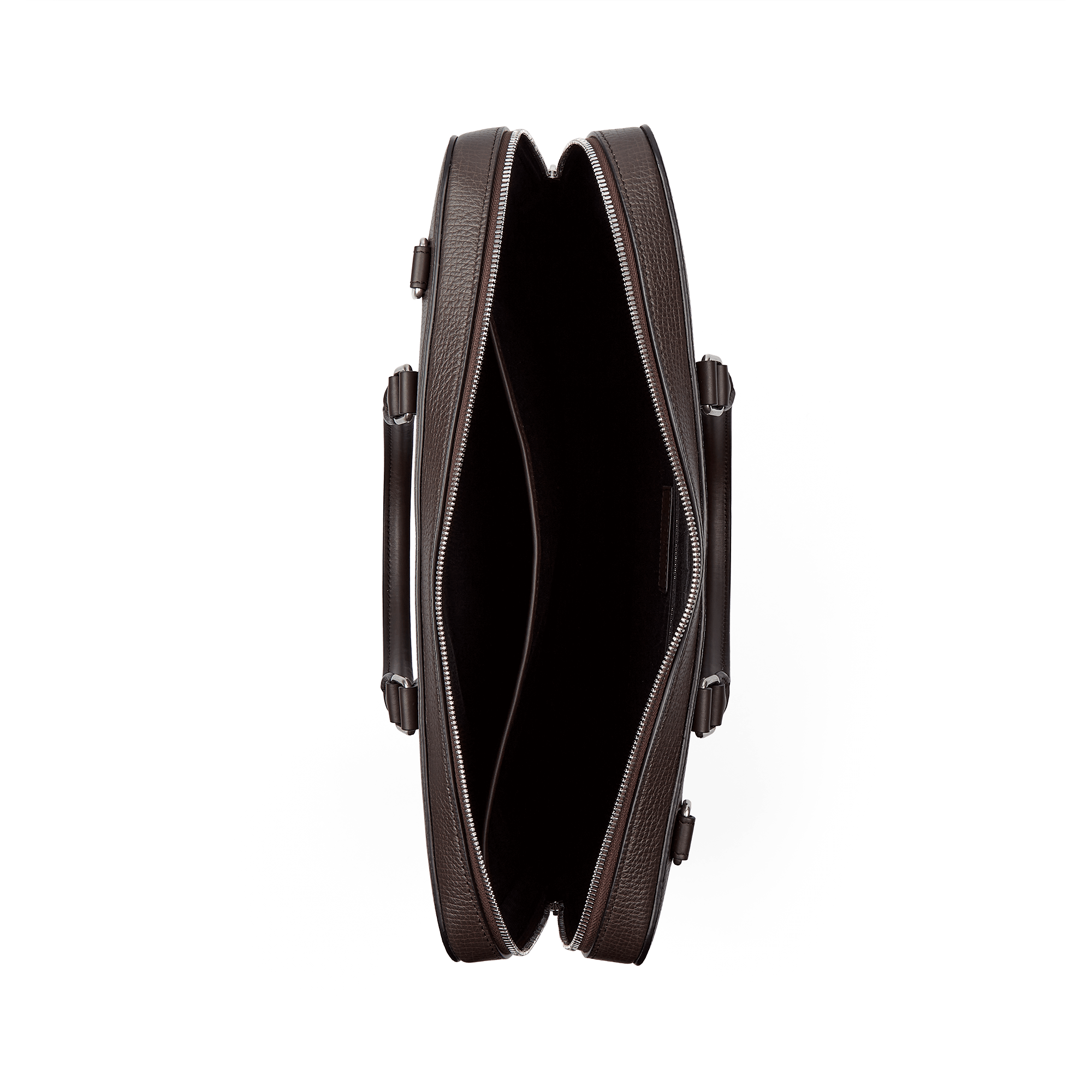 Slim Briefcase with Zip Front in Ludlow - Dark Brown