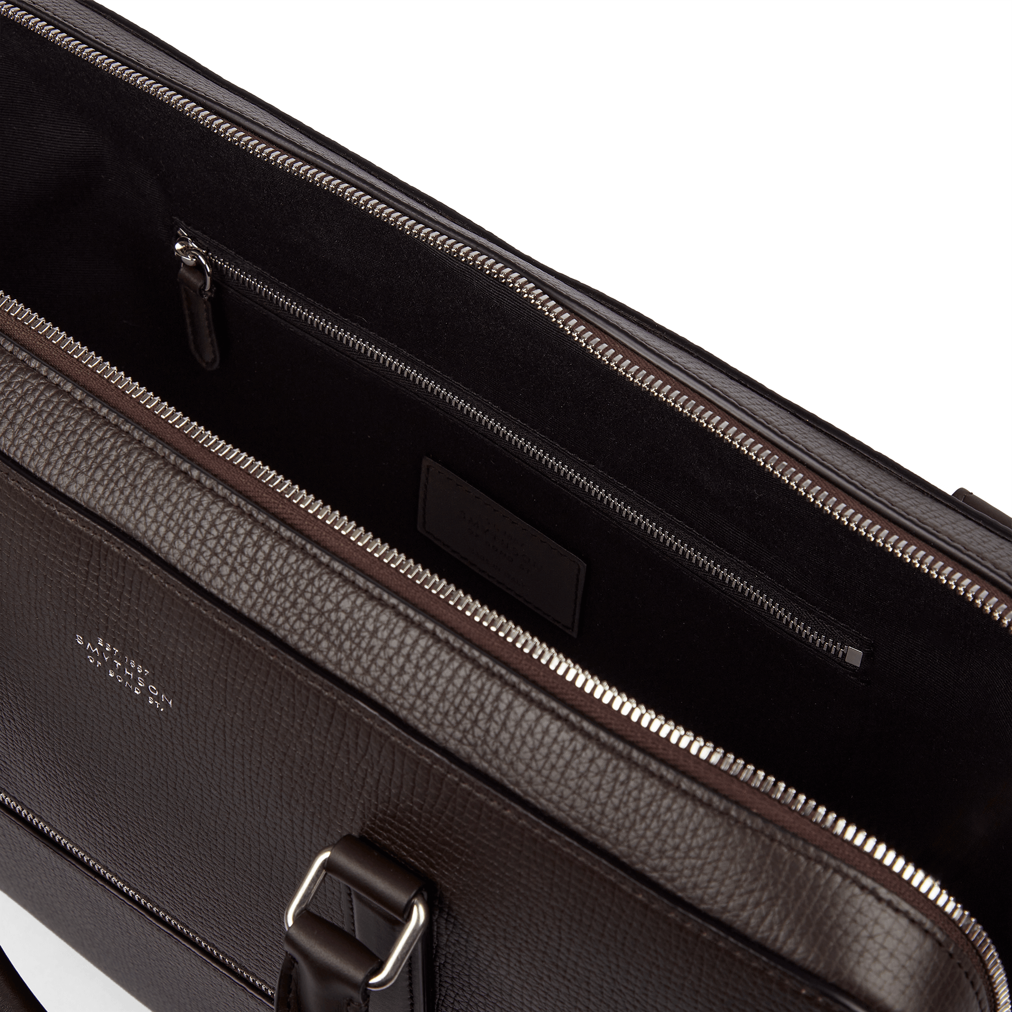 Slim Briefcase with Zip Front in Ludlow - Dark Brown