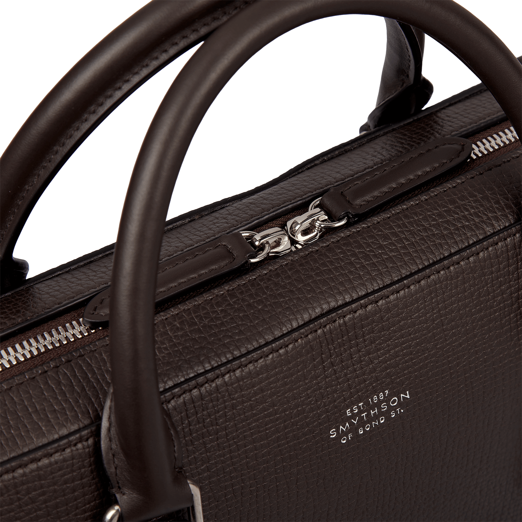 Slim Briefcase with Zip Front in Ludlow - Dark Brown