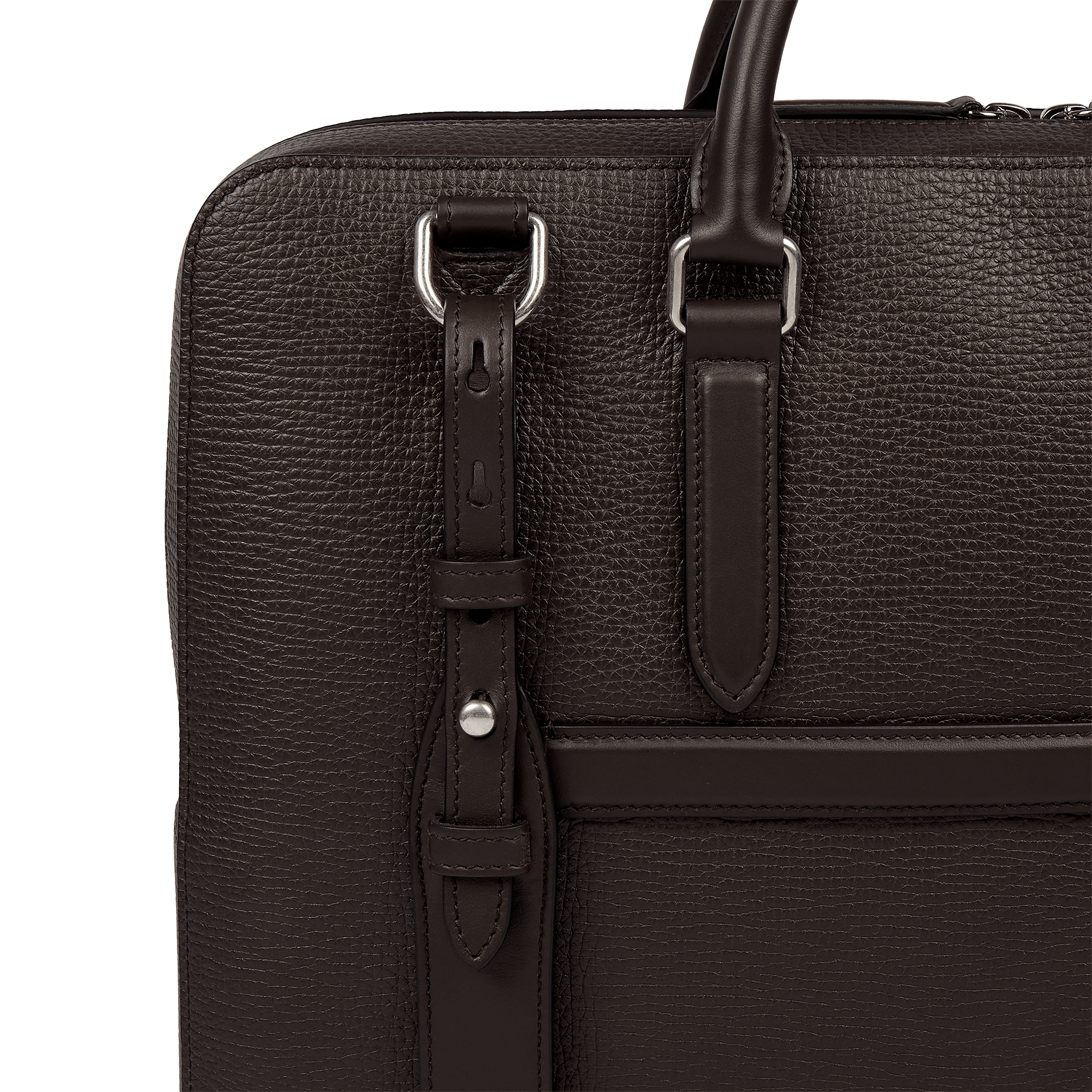 Slim Briefcase with Zip Front in Ludlow - Dark Brown