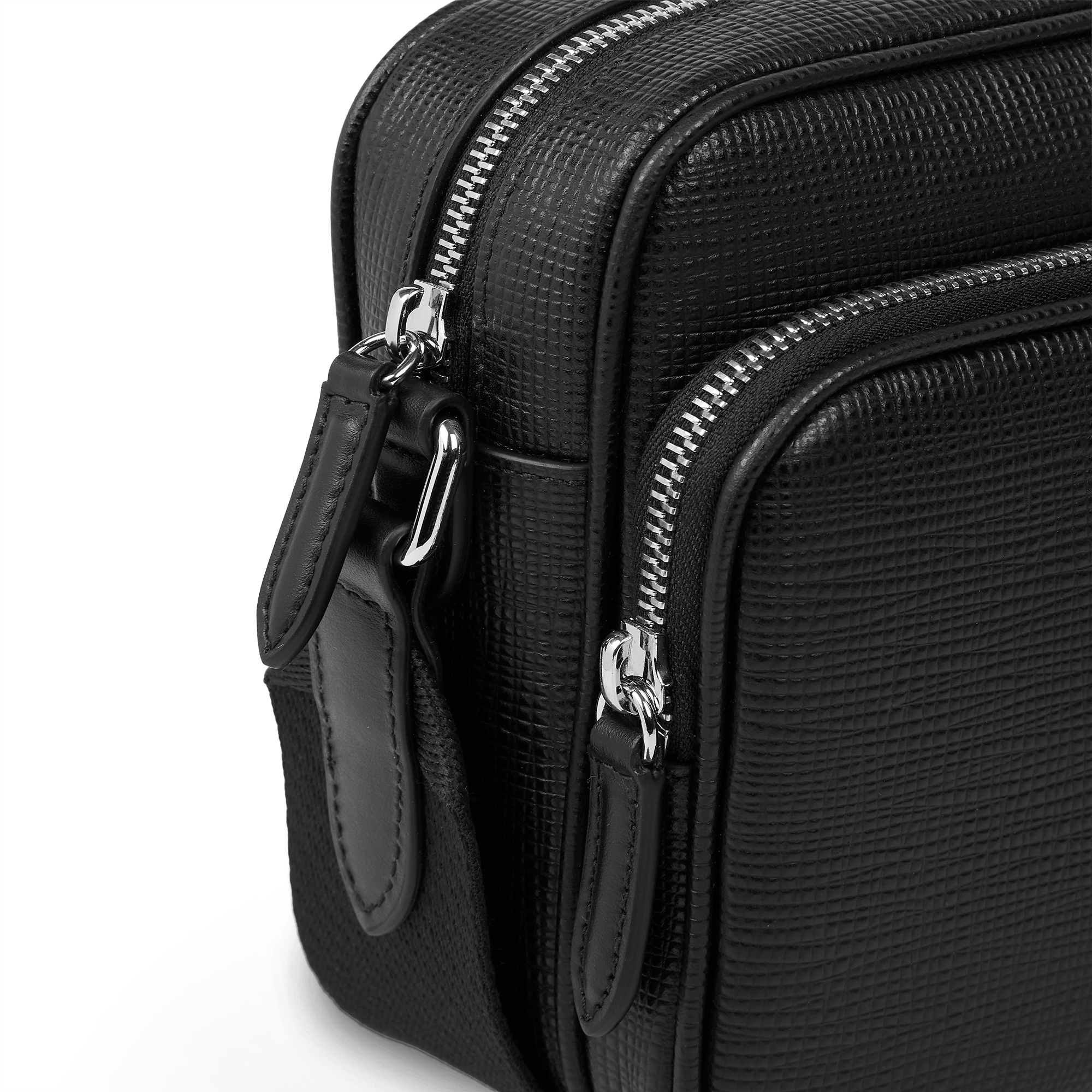 Double Zip Pouch Crossbody Bag in Panama - Black