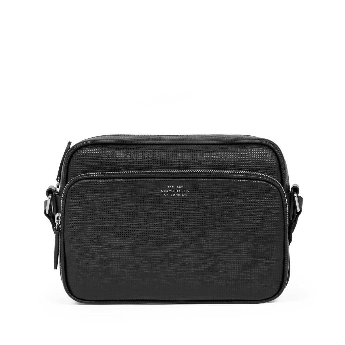 Double Zip Pouch Crossbody Bag in Panama in Black | Smythson
