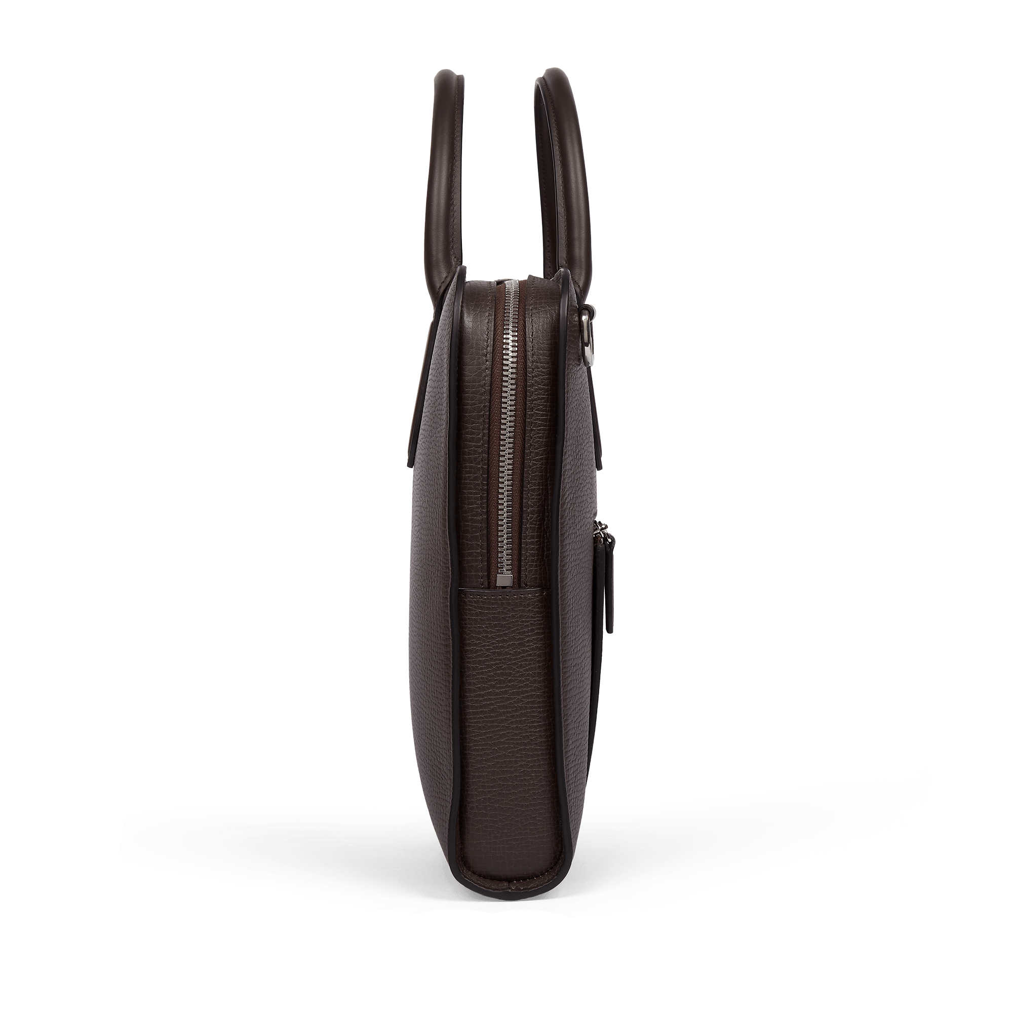 Ultra Slim Briefcase with Zip Front in Ludlow - Dark Brown