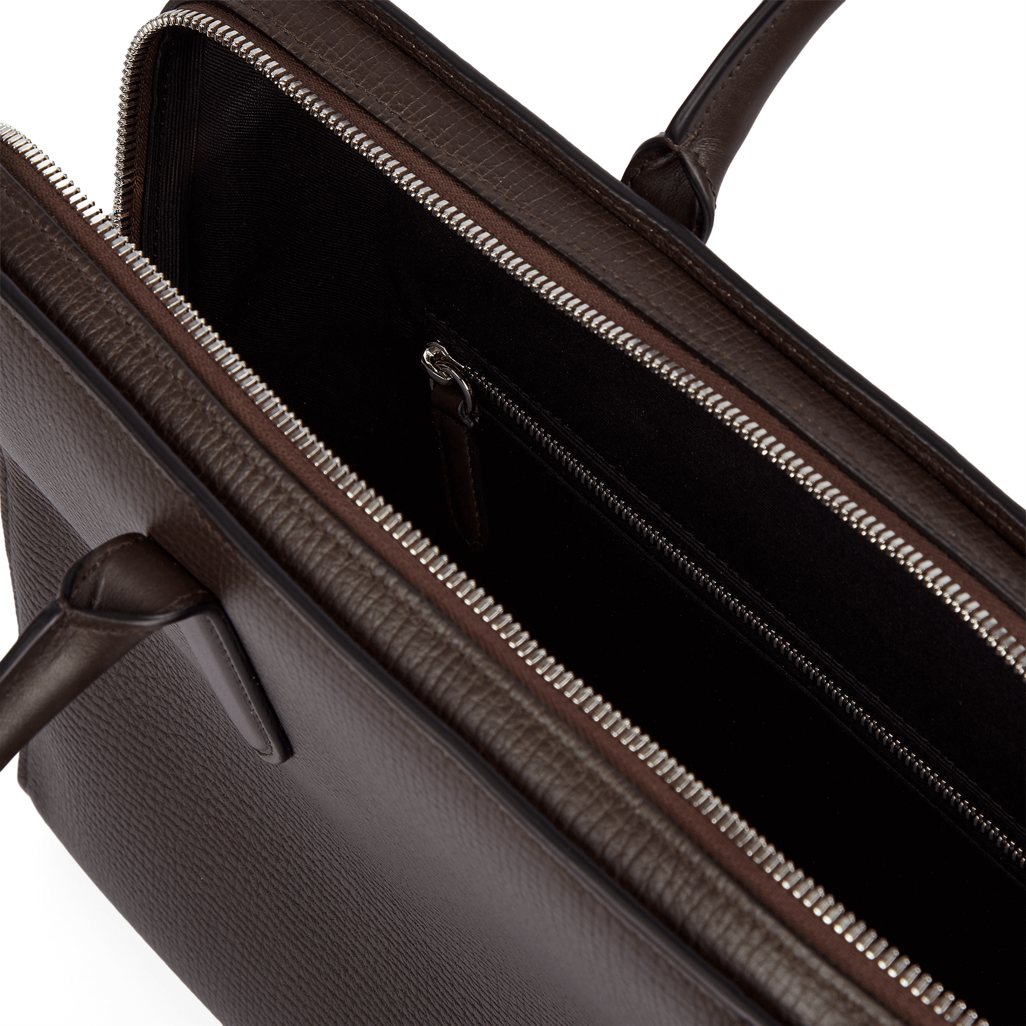 Ultra Slim Briefcase with Zip Front in Ludlow - Dark Brown