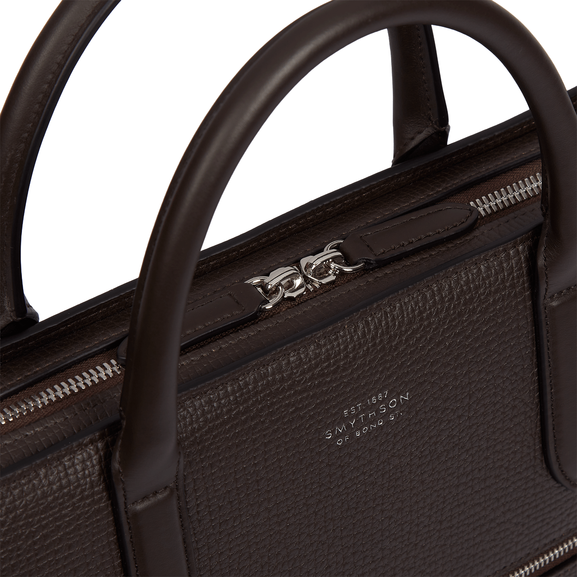 Ultra Slim Briefcase with Zip Front in Ludlow - Dark Brown