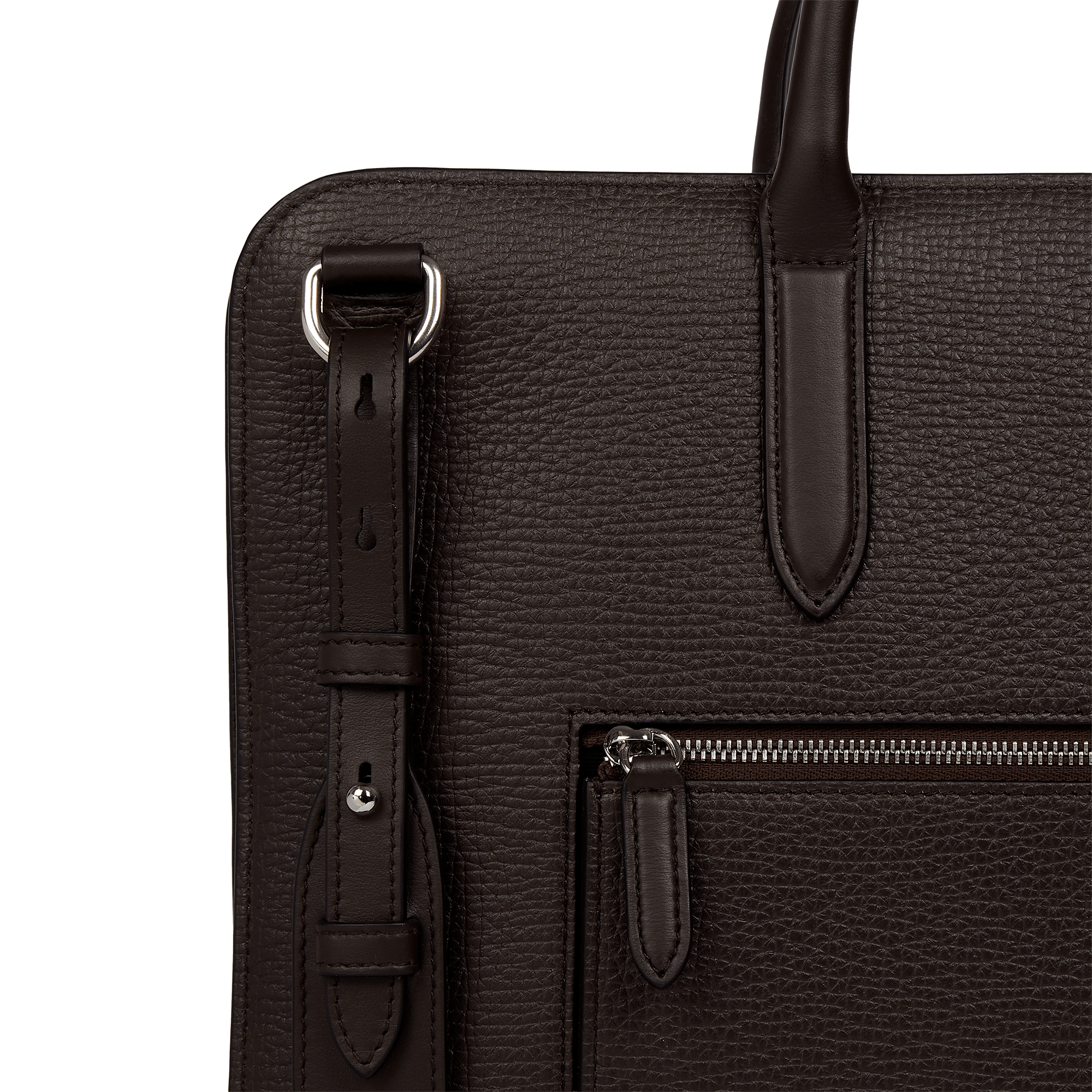 Ultra Slim Briefcase with Zip Front in Ludlow - Dark Brown