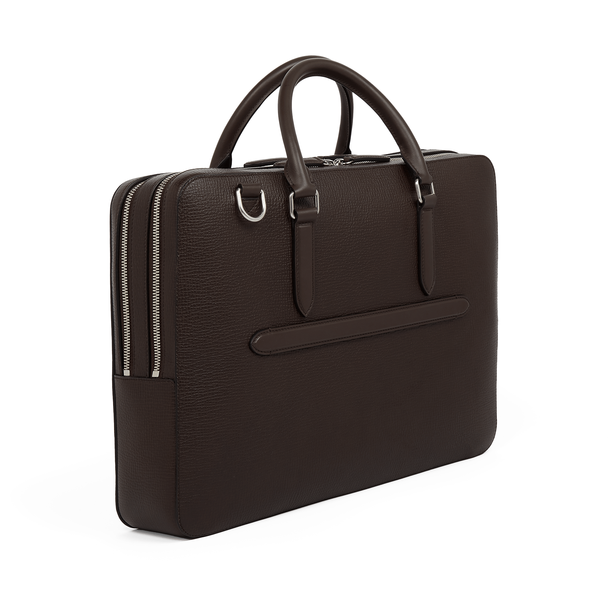 Large Briefcase with Zip Front in Ludlow - Dark Brown