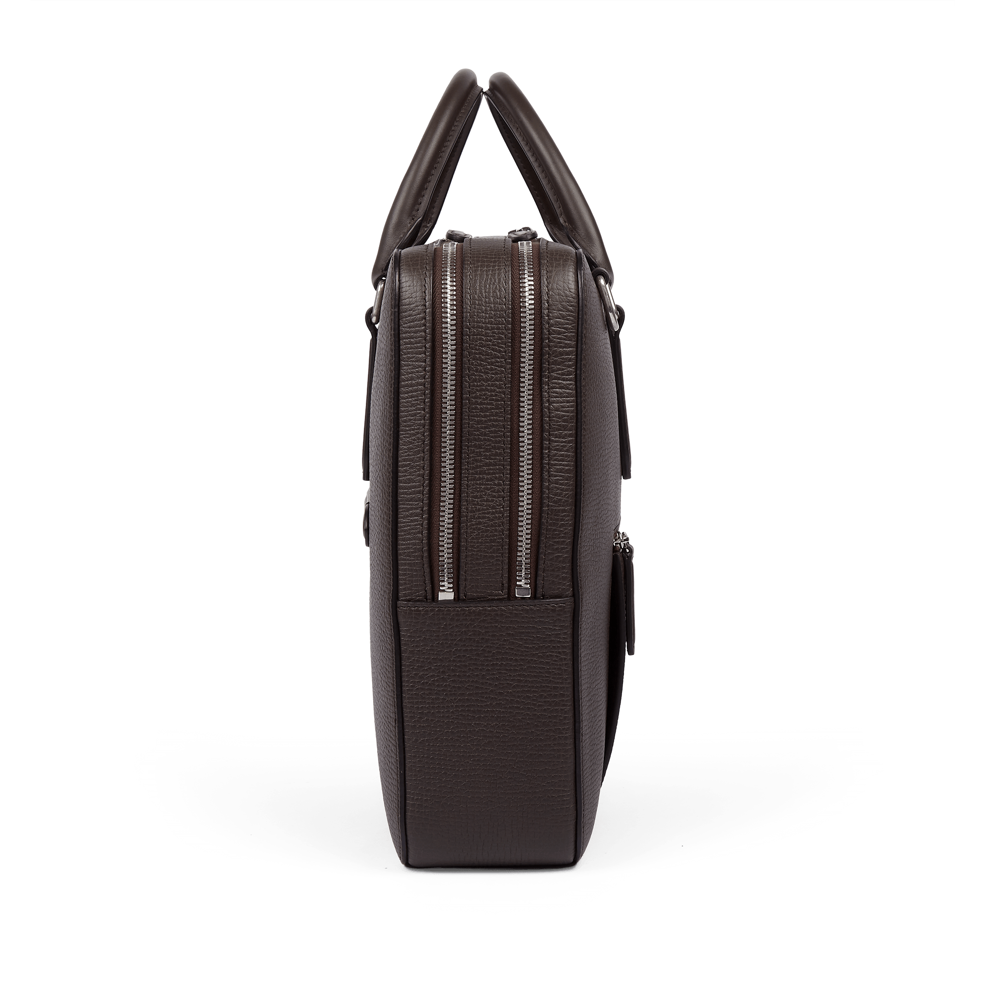 Large Briefcase with Zip Front in Ludlow - Dark Brown
