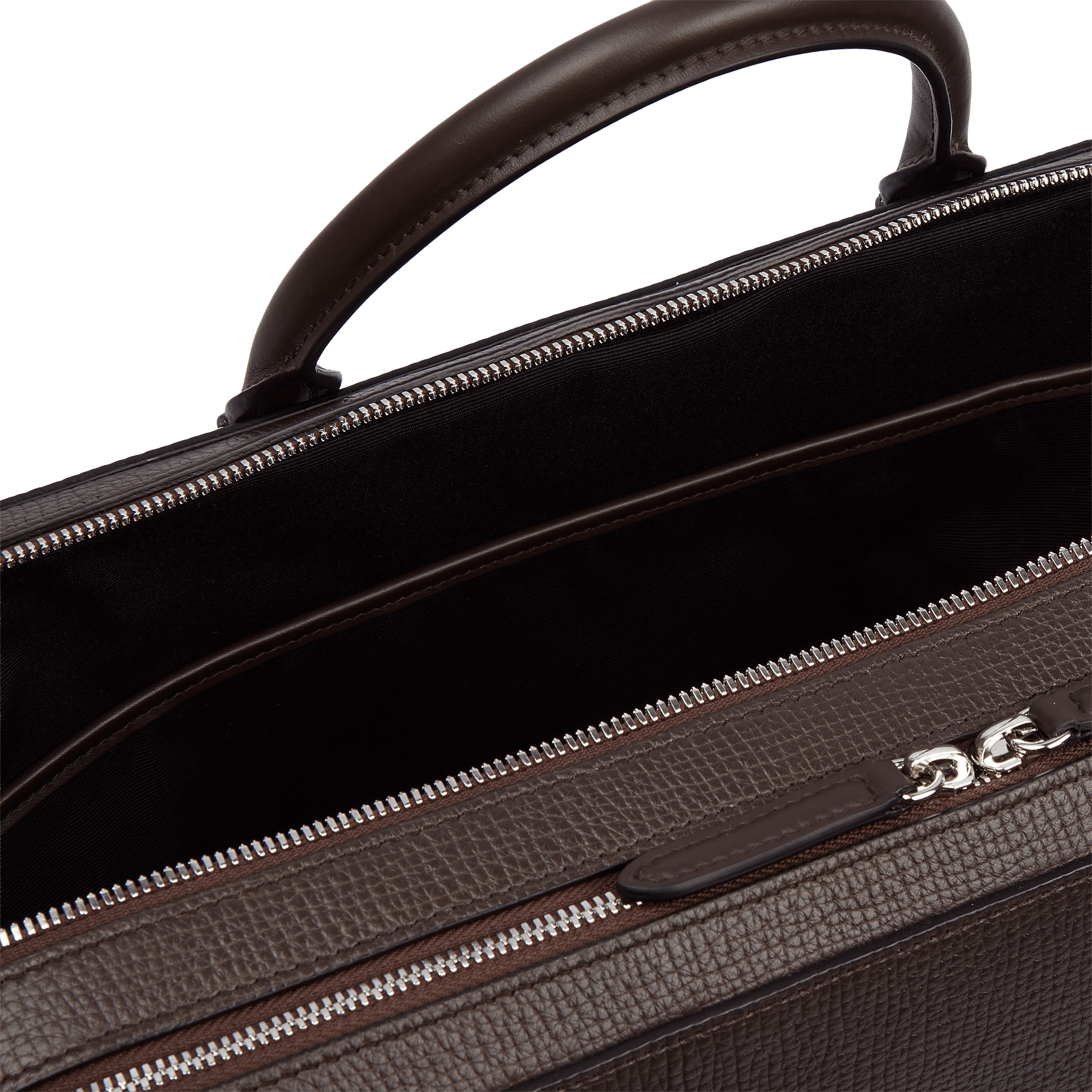 Large Briefcase with Zip Front in Ludlow - Dark Brown