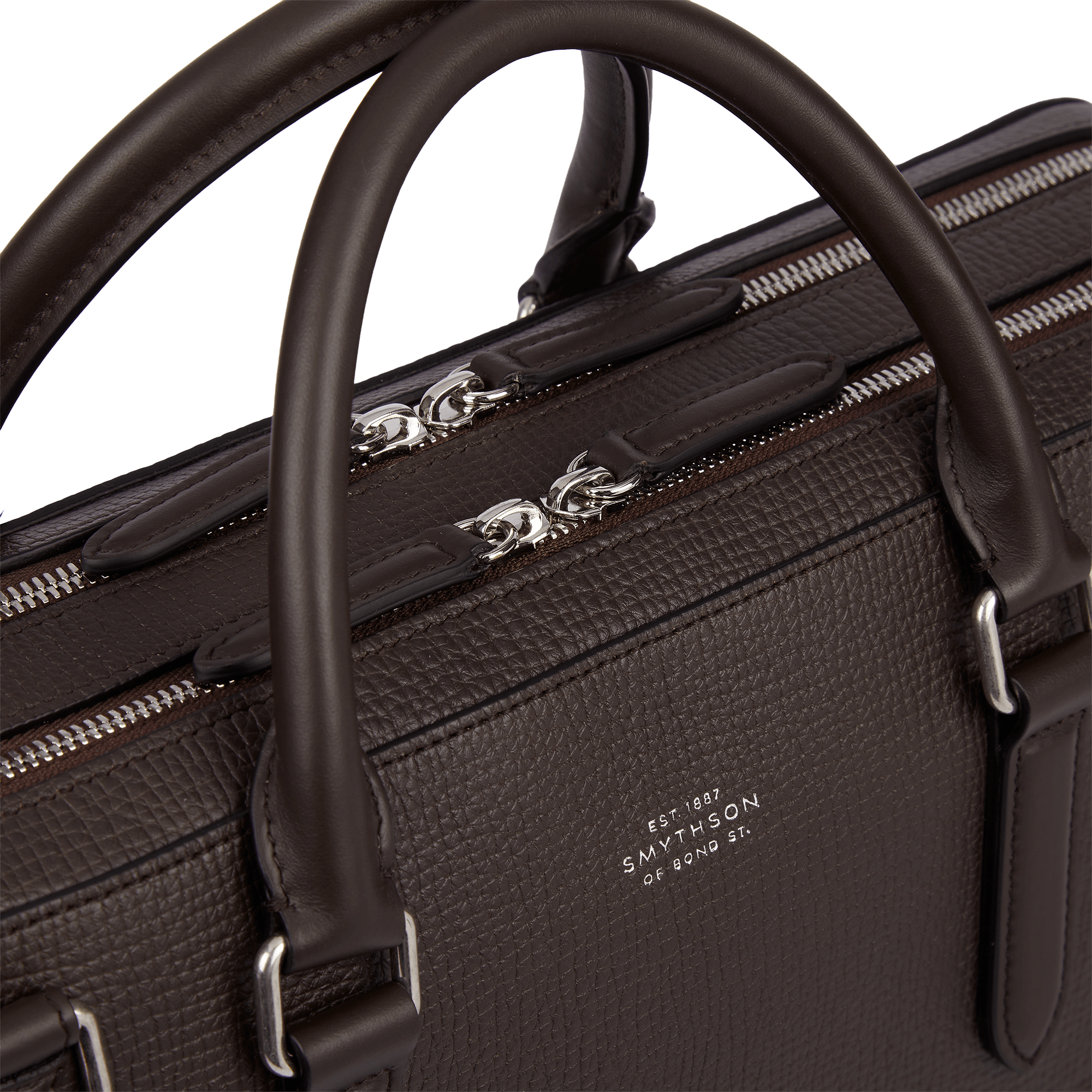 Large Briefcase with Zip Front in Ludlow - Dark Brown
