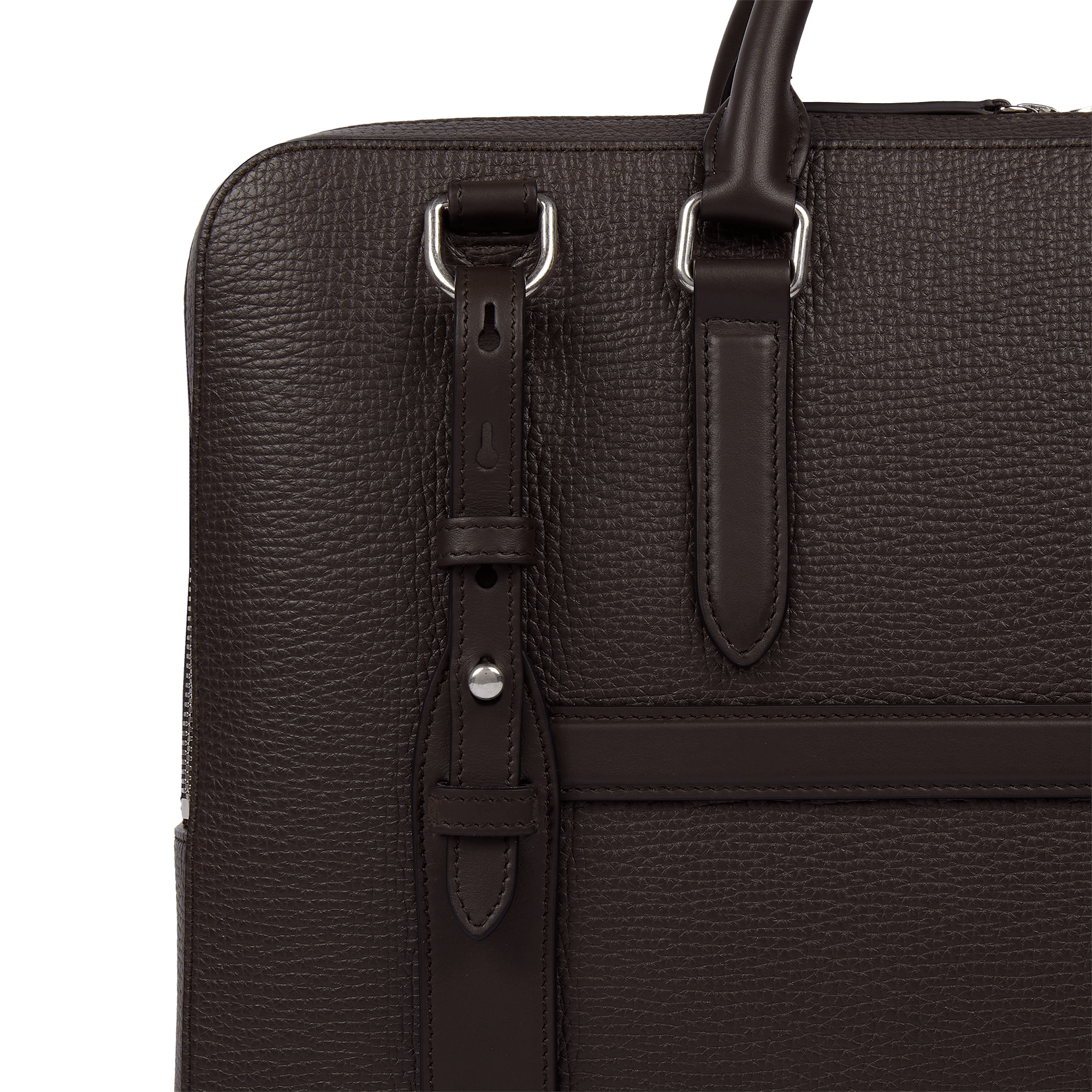 Large Briefcase with Zip Front in Ludlow - Dark Brown