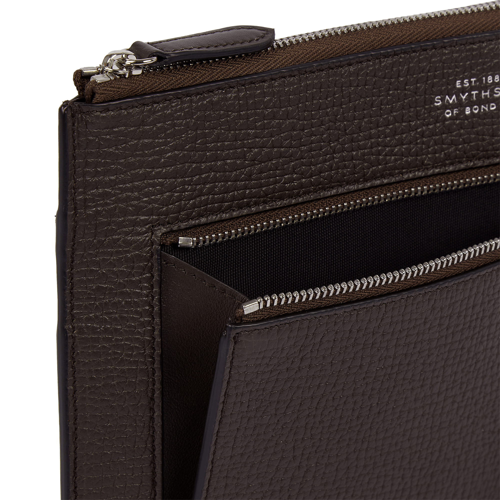 Flat Travel Organiser Pouch in Ludlow - Dark Brown