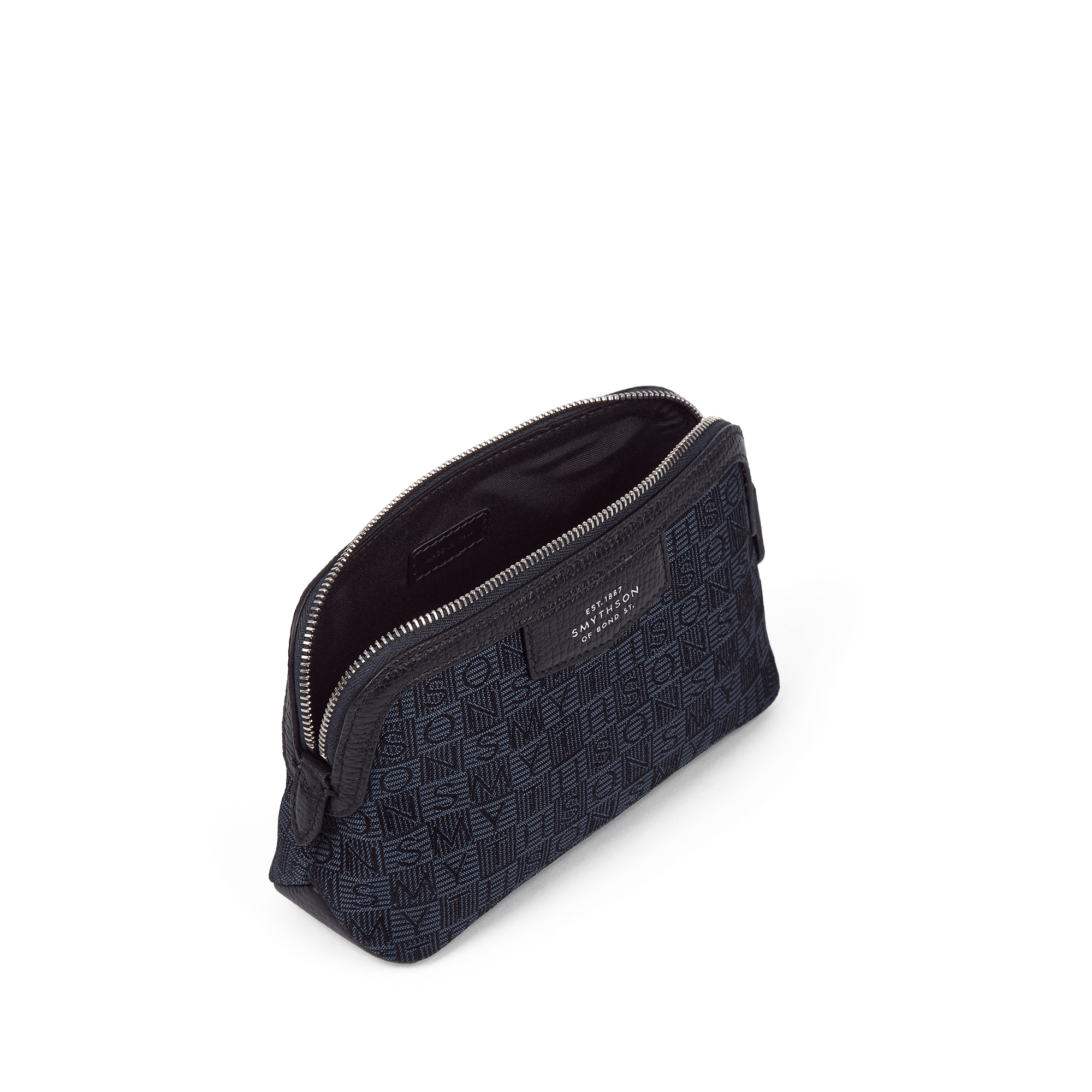 Small Travel Pouch in Stamp Canvas - Navy Stamp