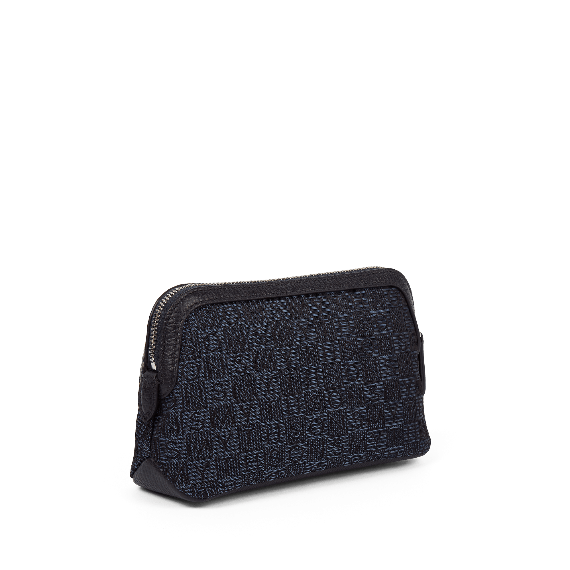 Small Travel Pouch in Stamp Canvas - Navy Stamp