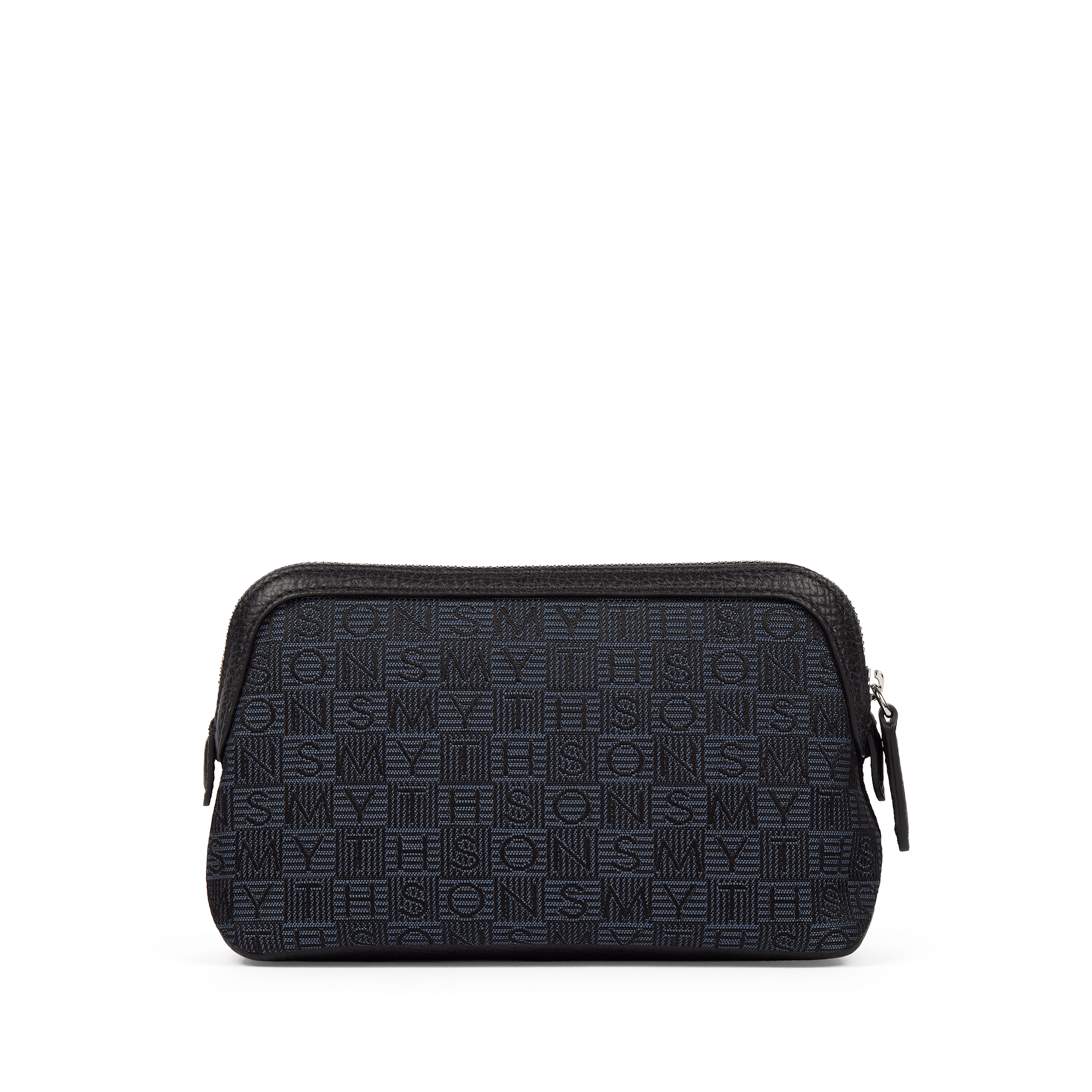 Small Travel Pouch in Stamp Canvas - Navy Stamp