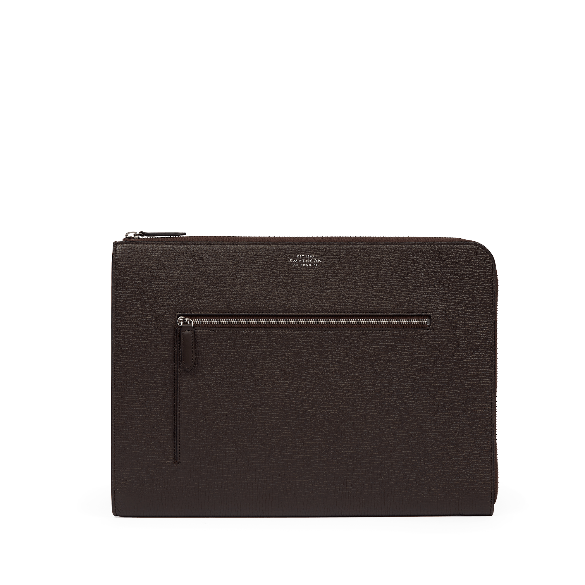 Small Laptop Case With Zip in Ludlow - Dark Brown