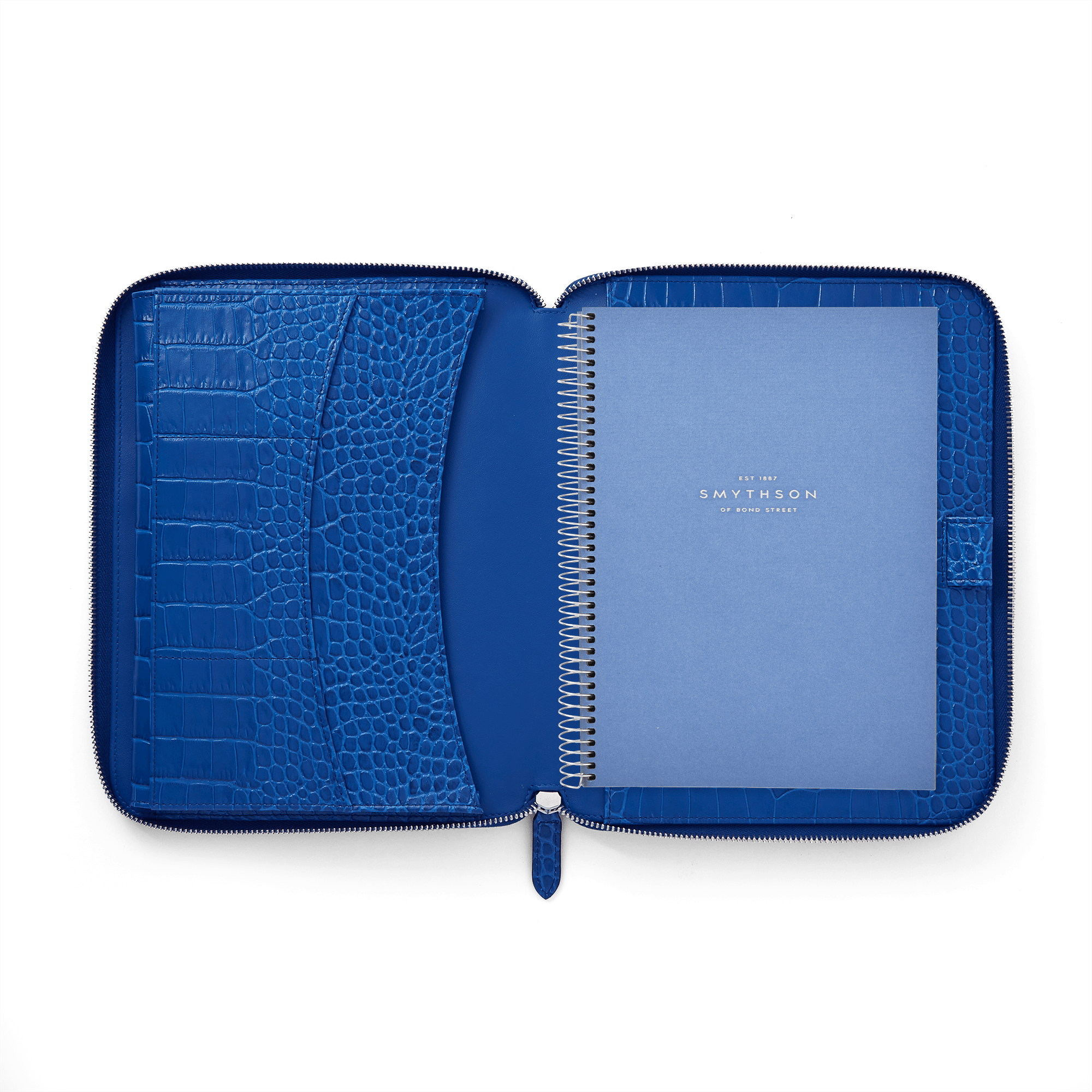 A5 Writing Folder with Zip in Mara - Cerulean