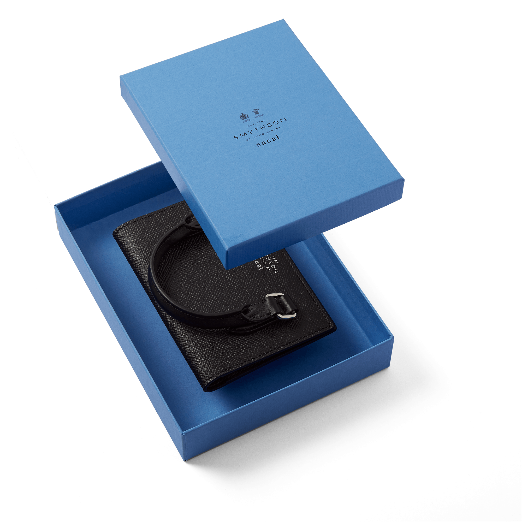 Smythson x sacai Passport Cover in Panama - Sacai Black