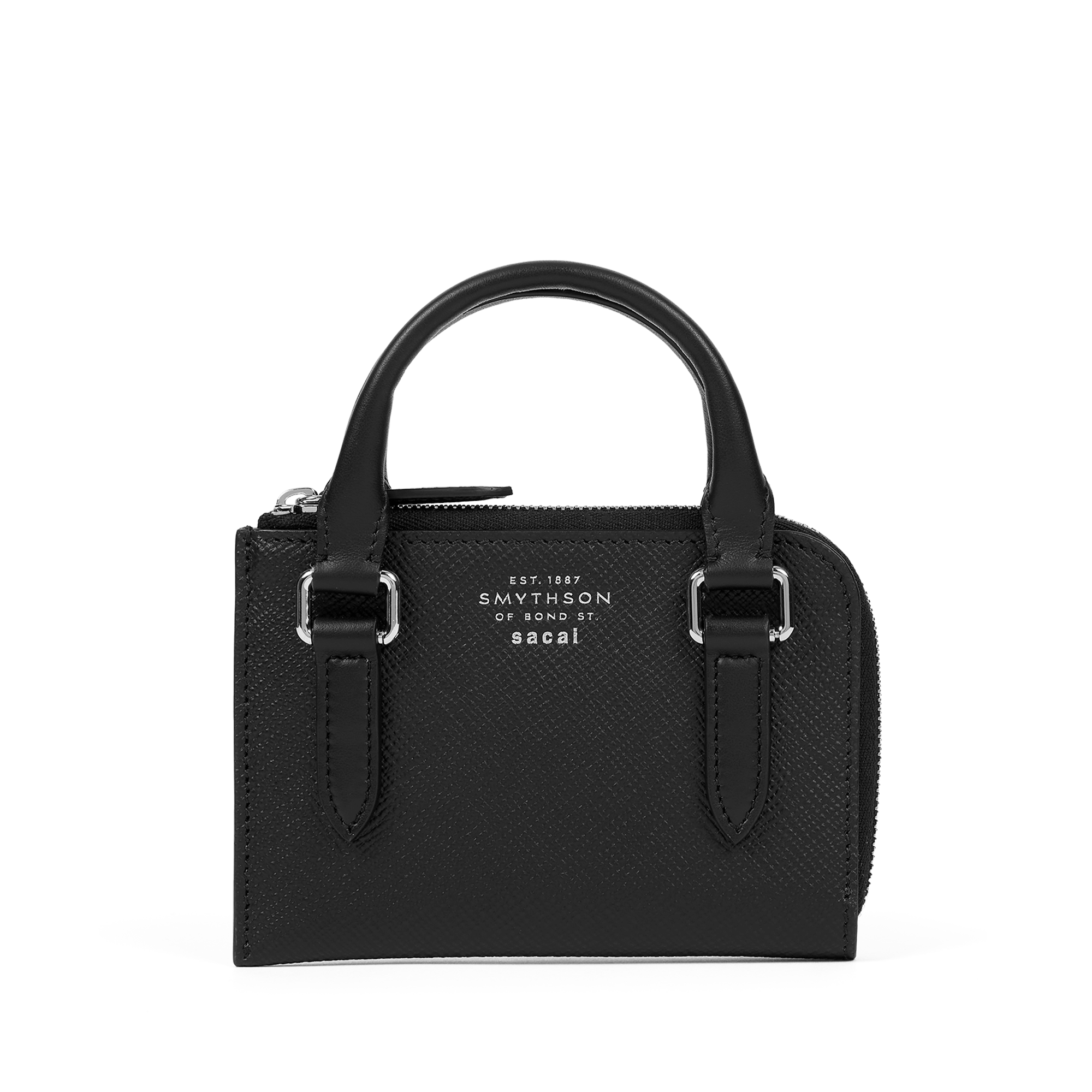 Smythson x sacai Small Flat Pouch in Panama - Sacai Black