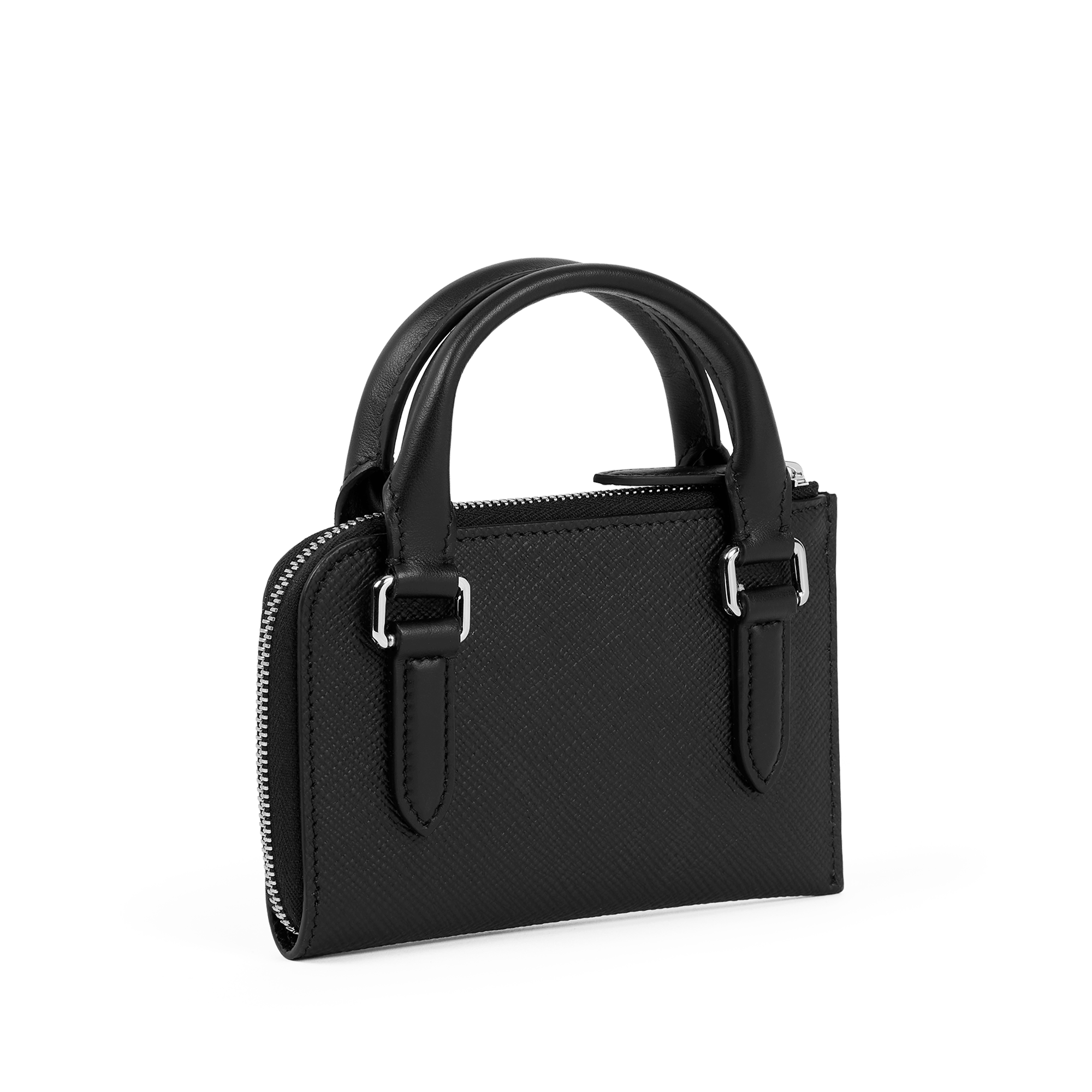 Smythson x sacai Small Flat Pouch in Panama - Sacai Black