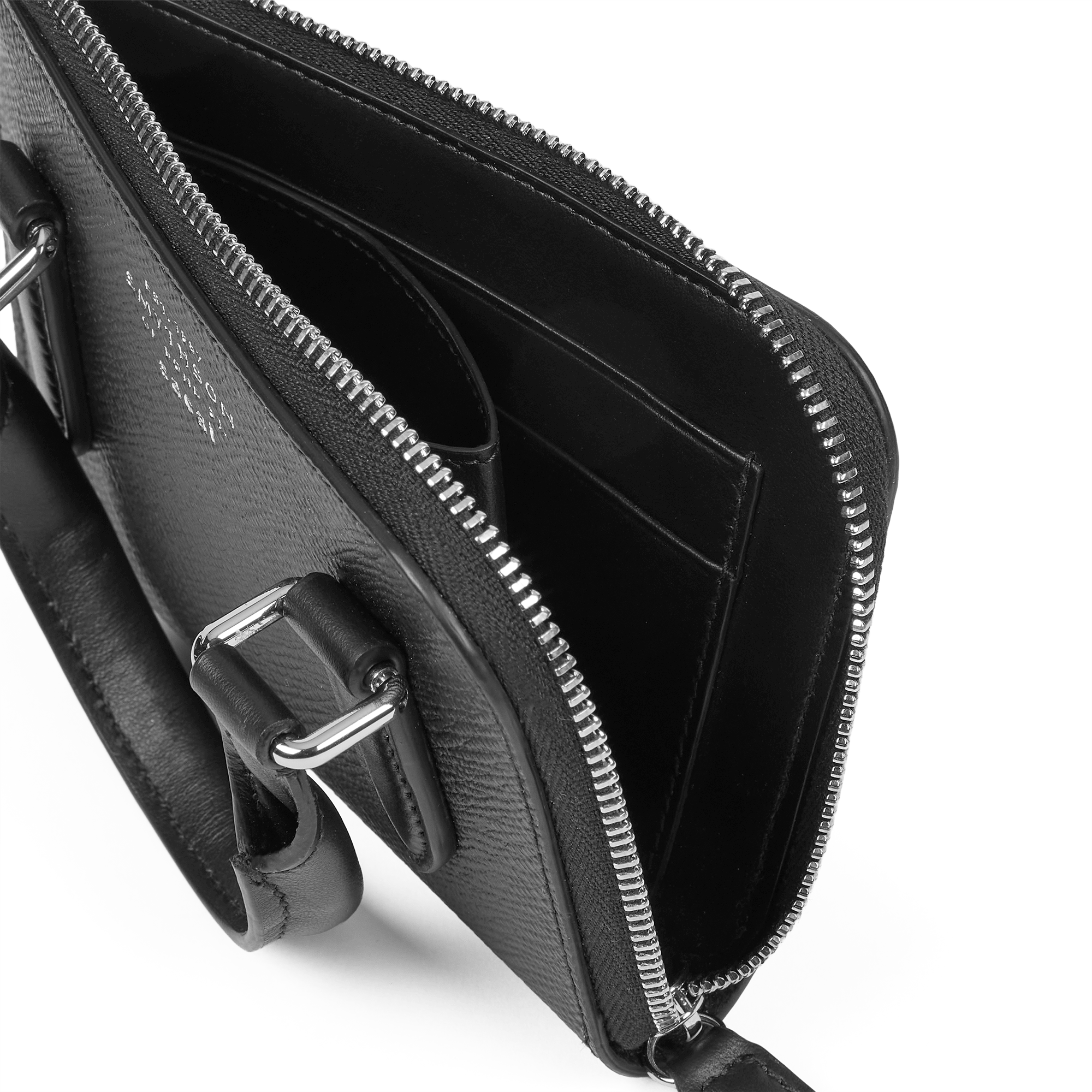 Smythson x sacai Small Flat Pouch in Panama - Sacai Black