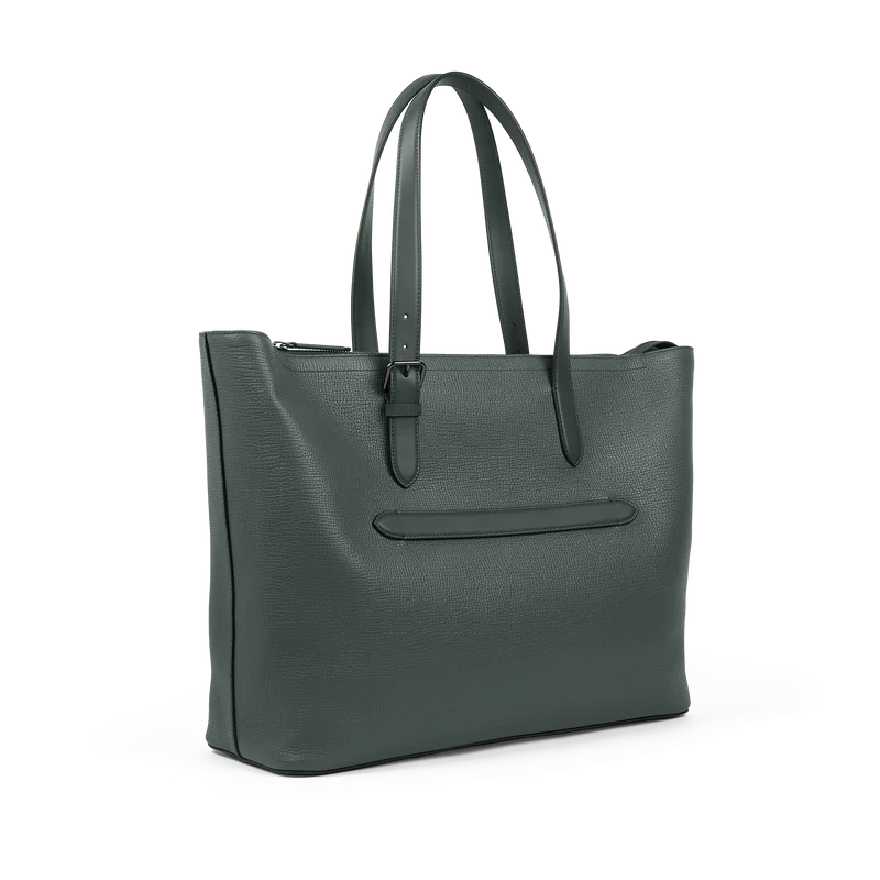 Travel Tote Bag with Zip in Ludlow - Slate Green