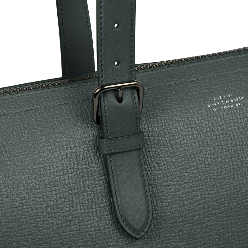 Travel Tote Bag with Zip in Ludlow - Slate Green