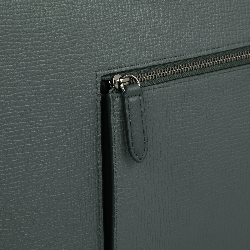 Travel Tote Bag with Zip in Ludlow - Slate Green