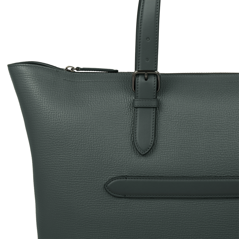 Travel Tote Bag with Zip in Ludlow - Slate Green