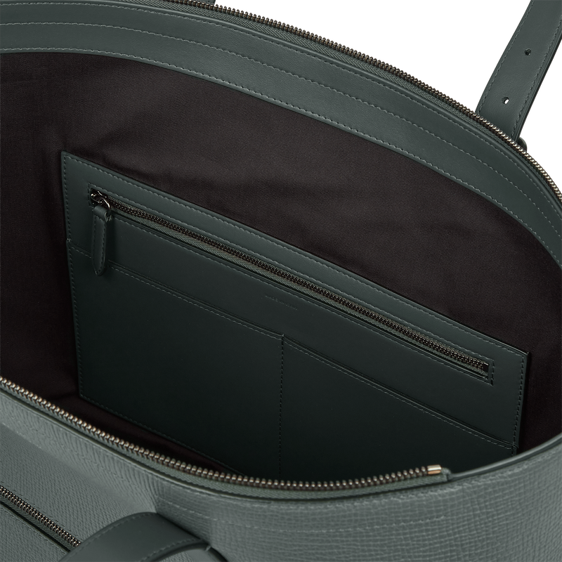 Travel Tote Bag with Zip in Ludlow - Slate Green