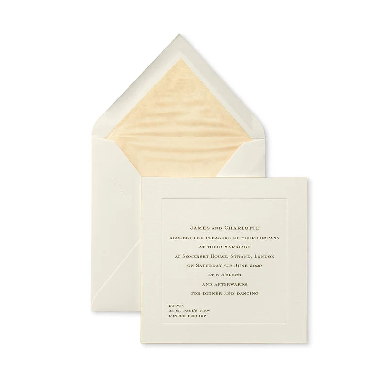 Personalised Square Wedding Invitation with Platemark