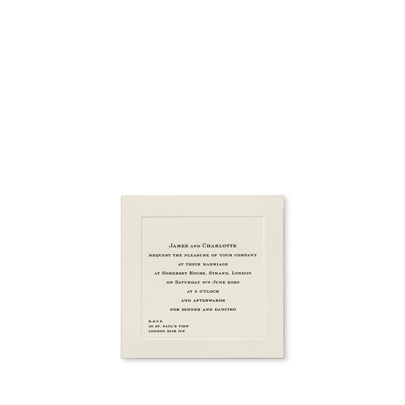 Personalised Square Wedding Invitation with Platemark