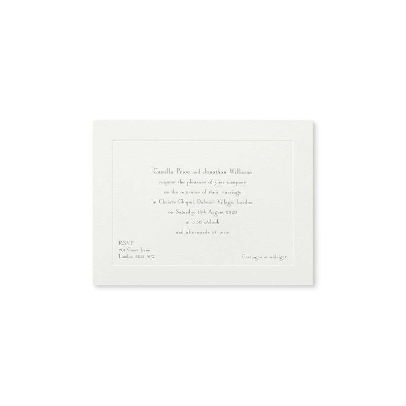 Personalised Landscape Wedding Invitation with Platemark
