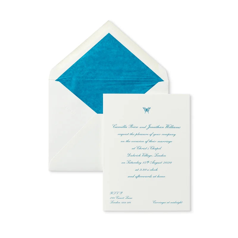 Personalised Portrait Folded Wedding Invitation - White