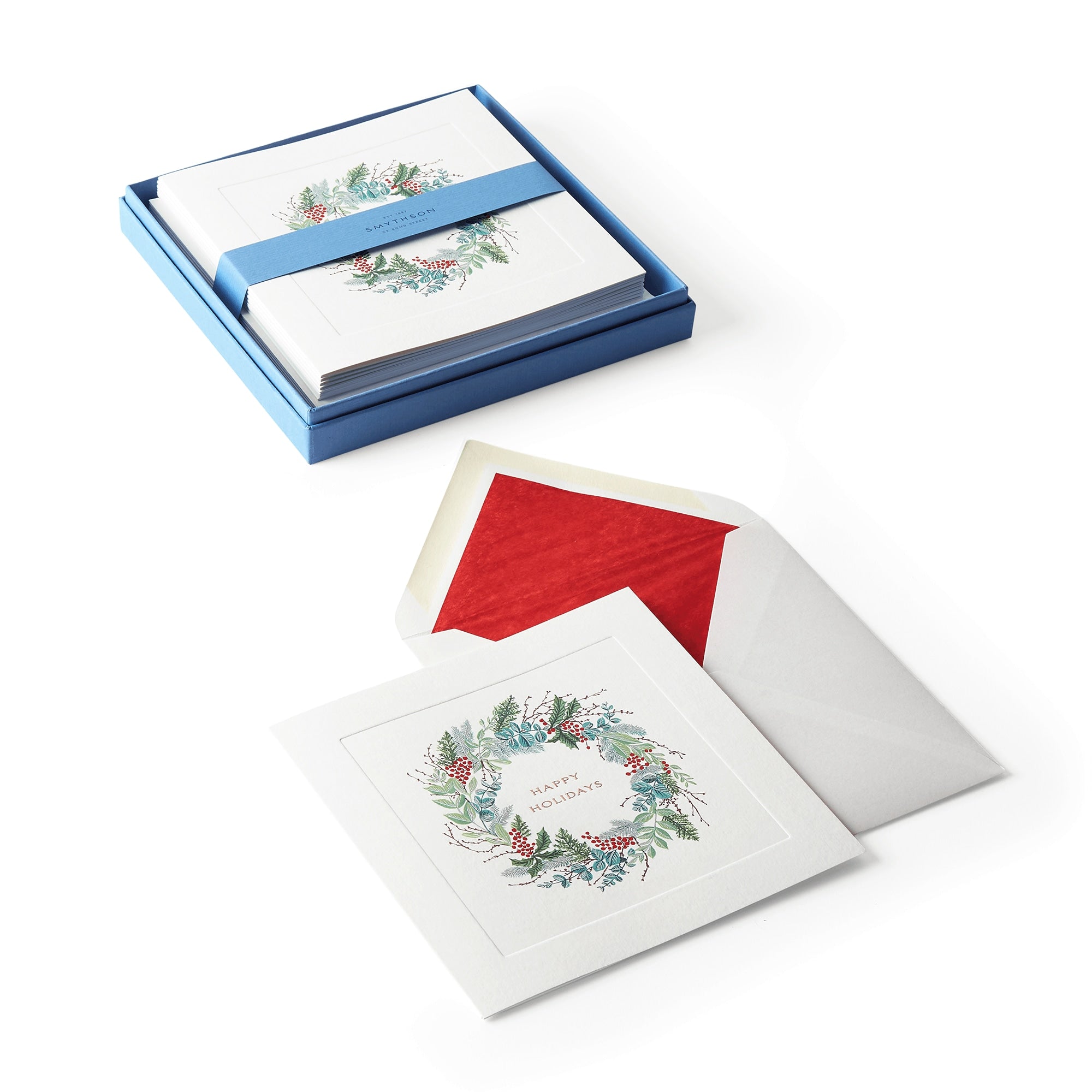 Wreath Christmas Card Set - White